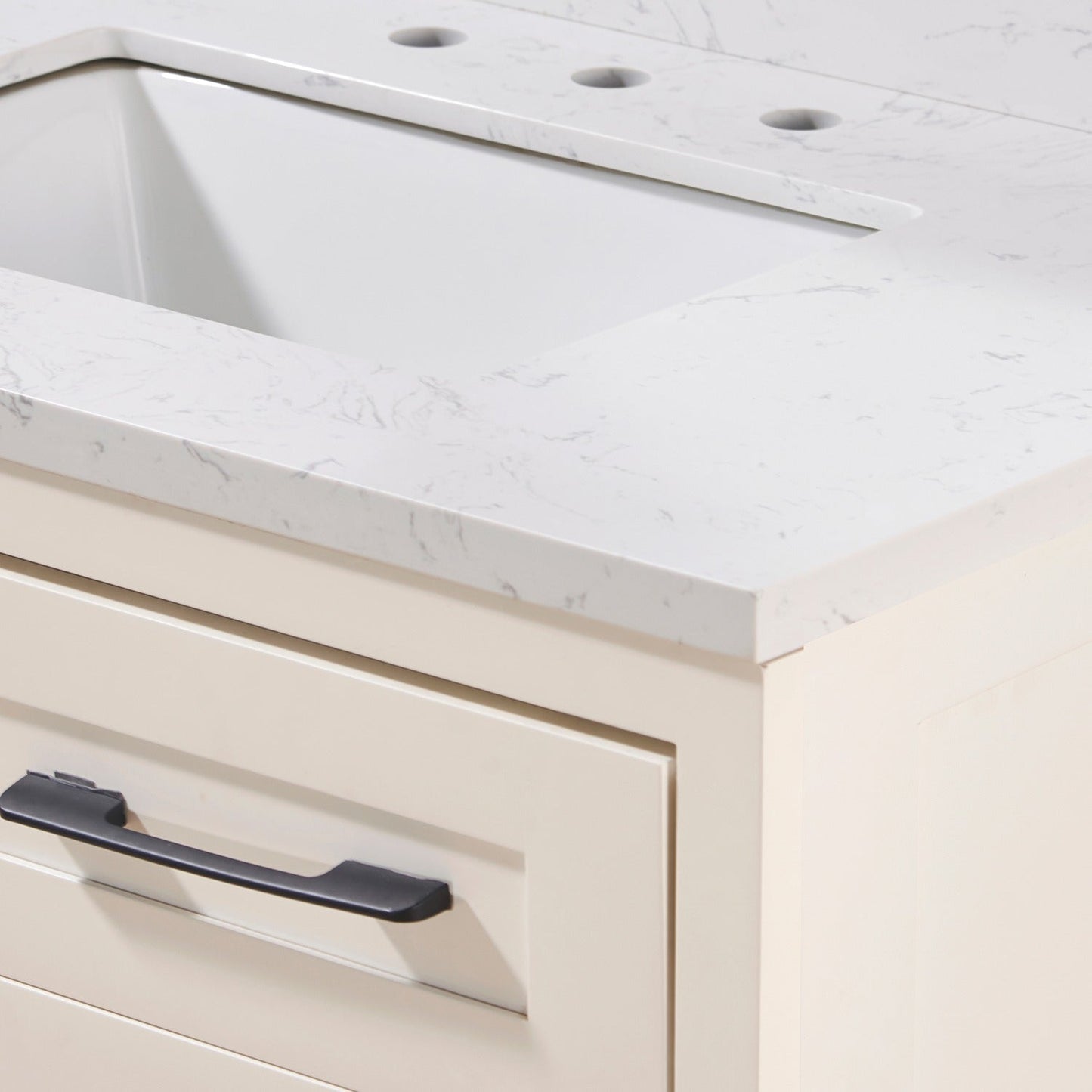 37" Composite Stone Vanity Top in Aosta White with White Sink