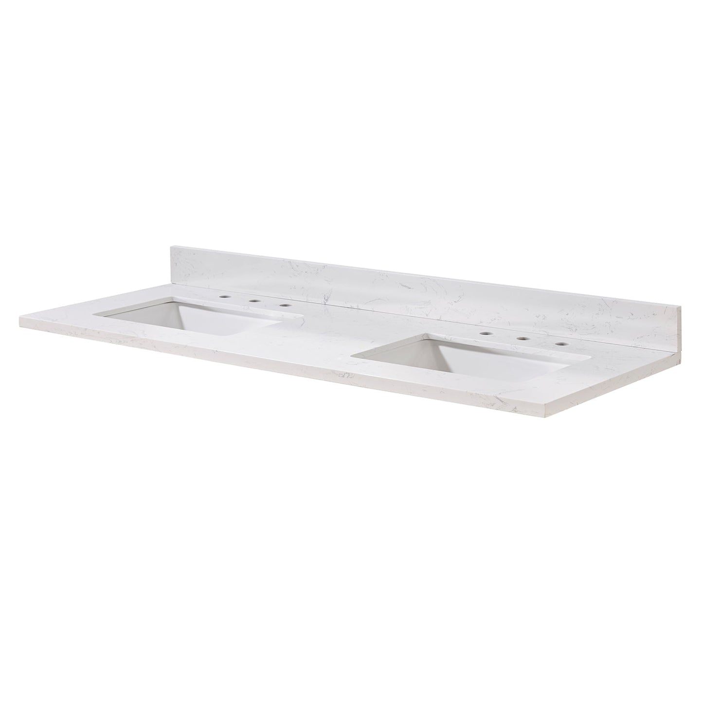 61" Composite Stone Vanity Top in Aosta White with White Sink