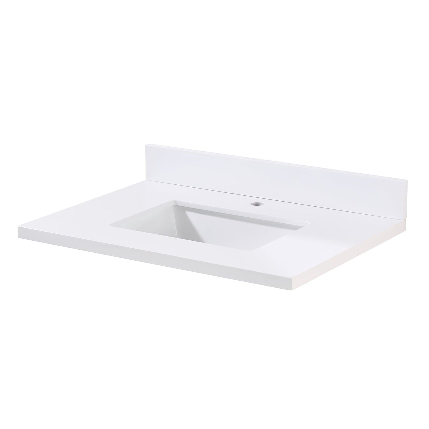 31" Composite Stone Vanity Top in Snow White with White Sink