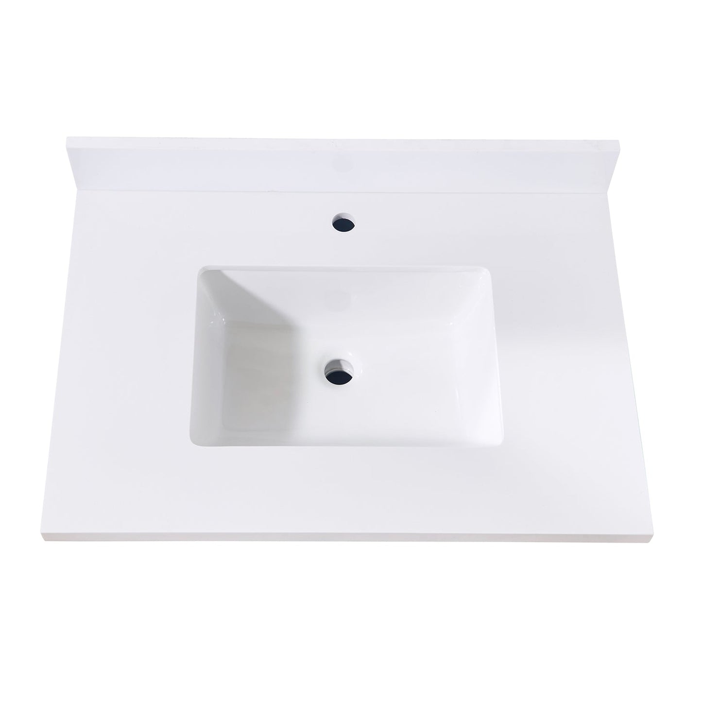 31" Composite Stone Vanity Top in Snow White with White Sink