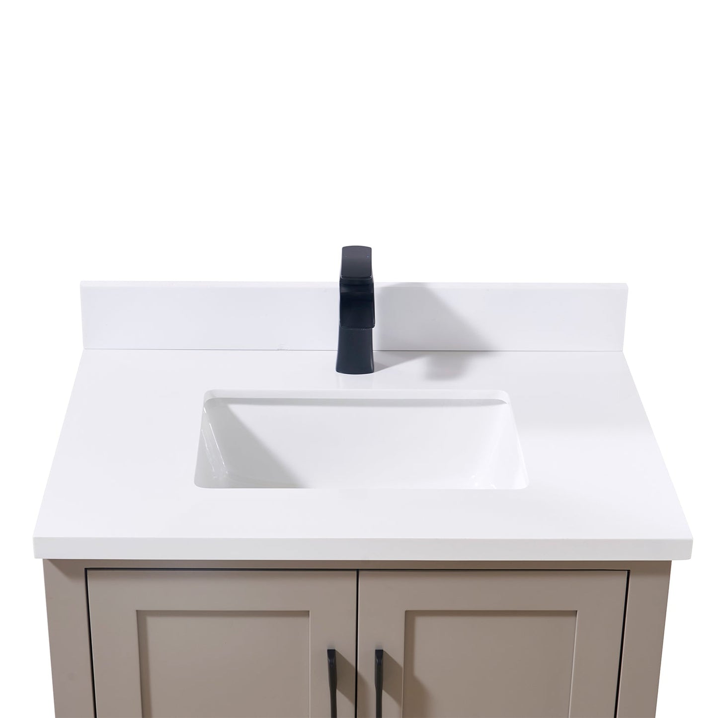 31" Composite Stone Vanity Top in Snow White with White Sink
