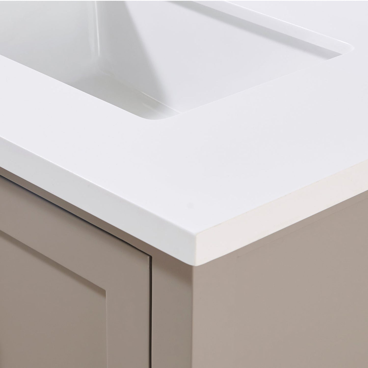 31" Composite Stone Vanity Top in Snow White with White Sink