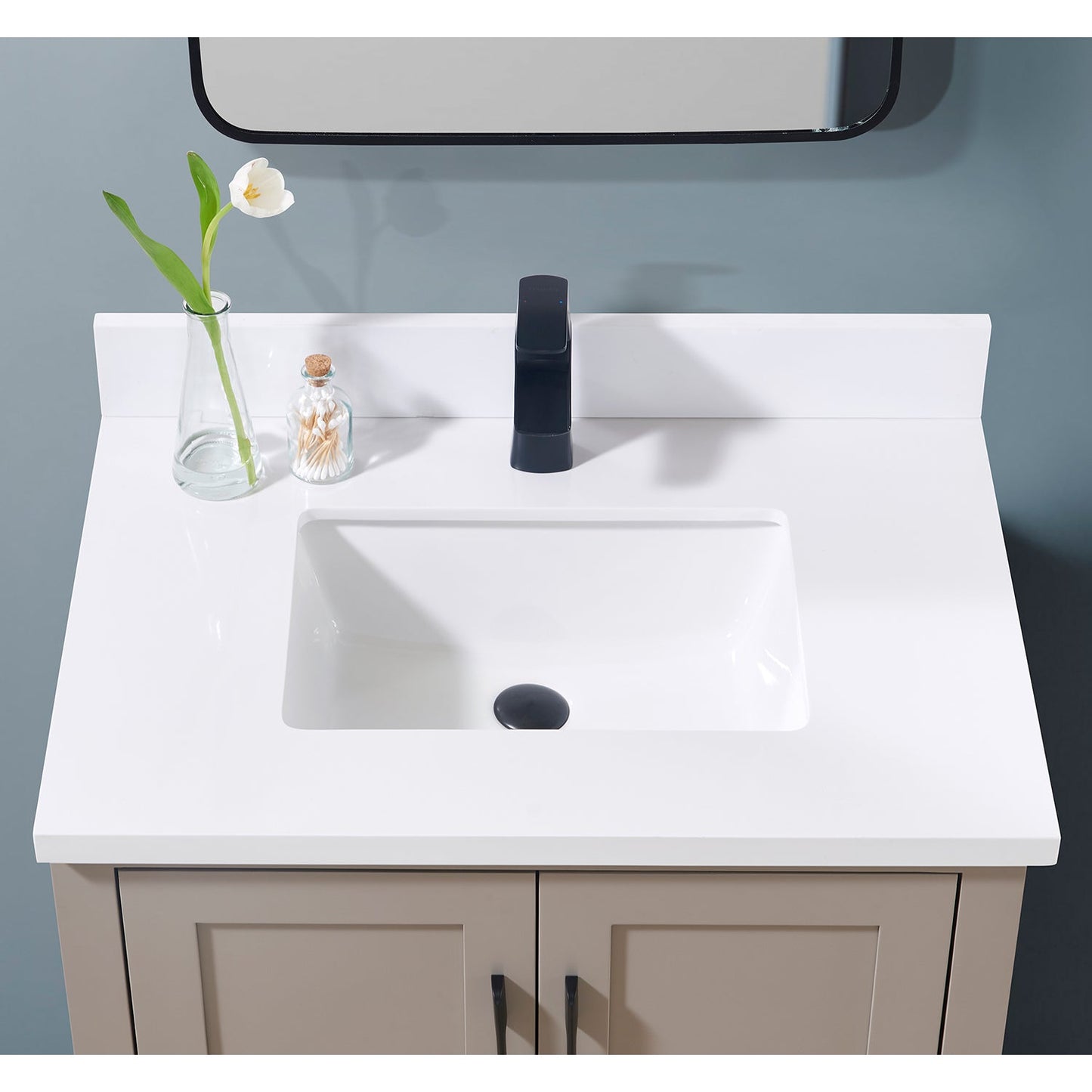 31" Composite Stone Vanity Top in Snow White with White Sink