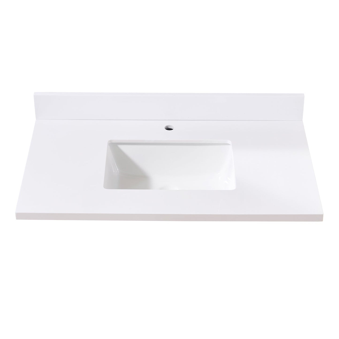 37" Composite Stone Vanity Top in Snow White with White Sink