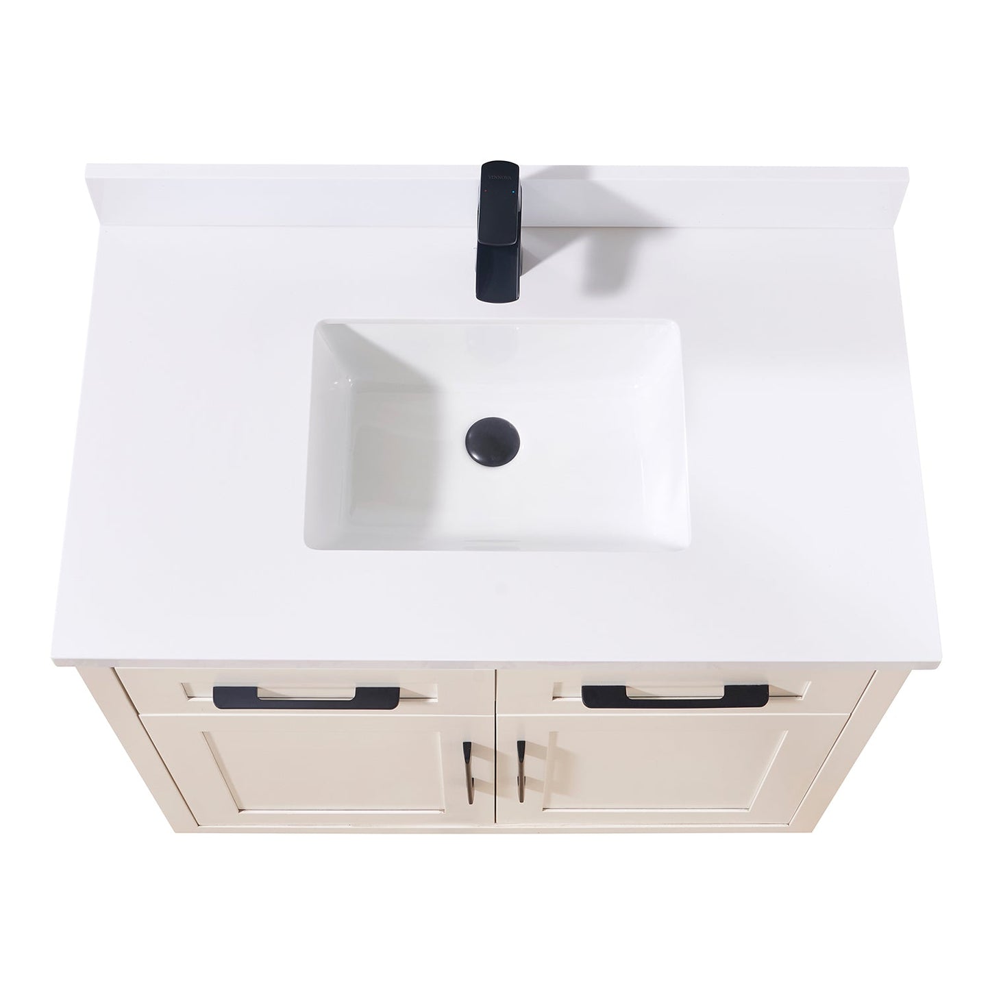 37" Composite Stone Vanity Top in Snow White with White Sink