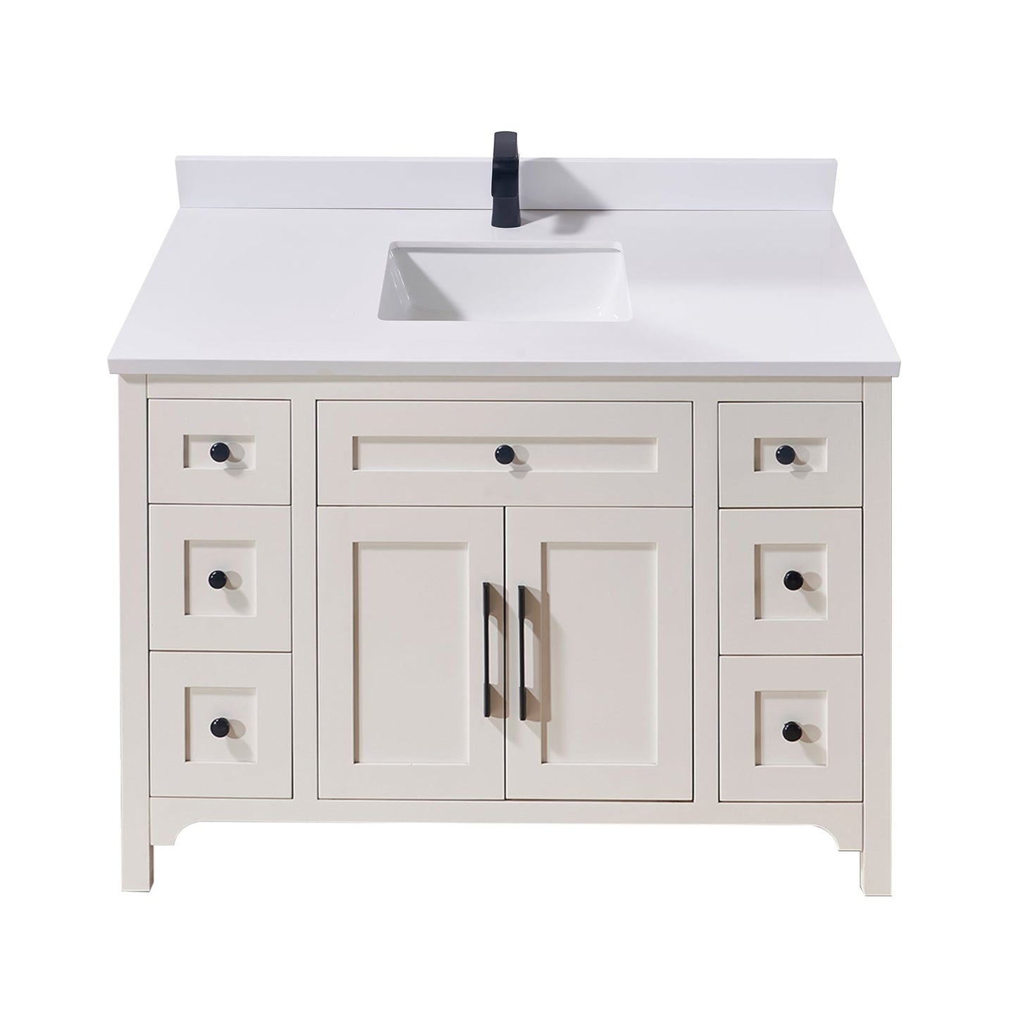 49" Composite Stone Vanity Top in Snow White with White Sink