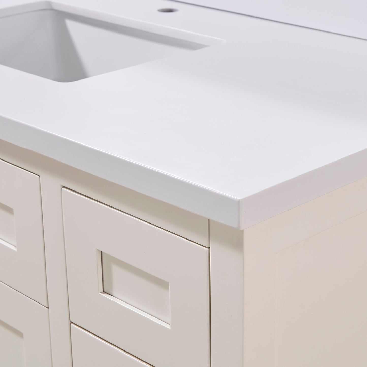 49" Composite Stone Vanity Top in Snow White with White Sink