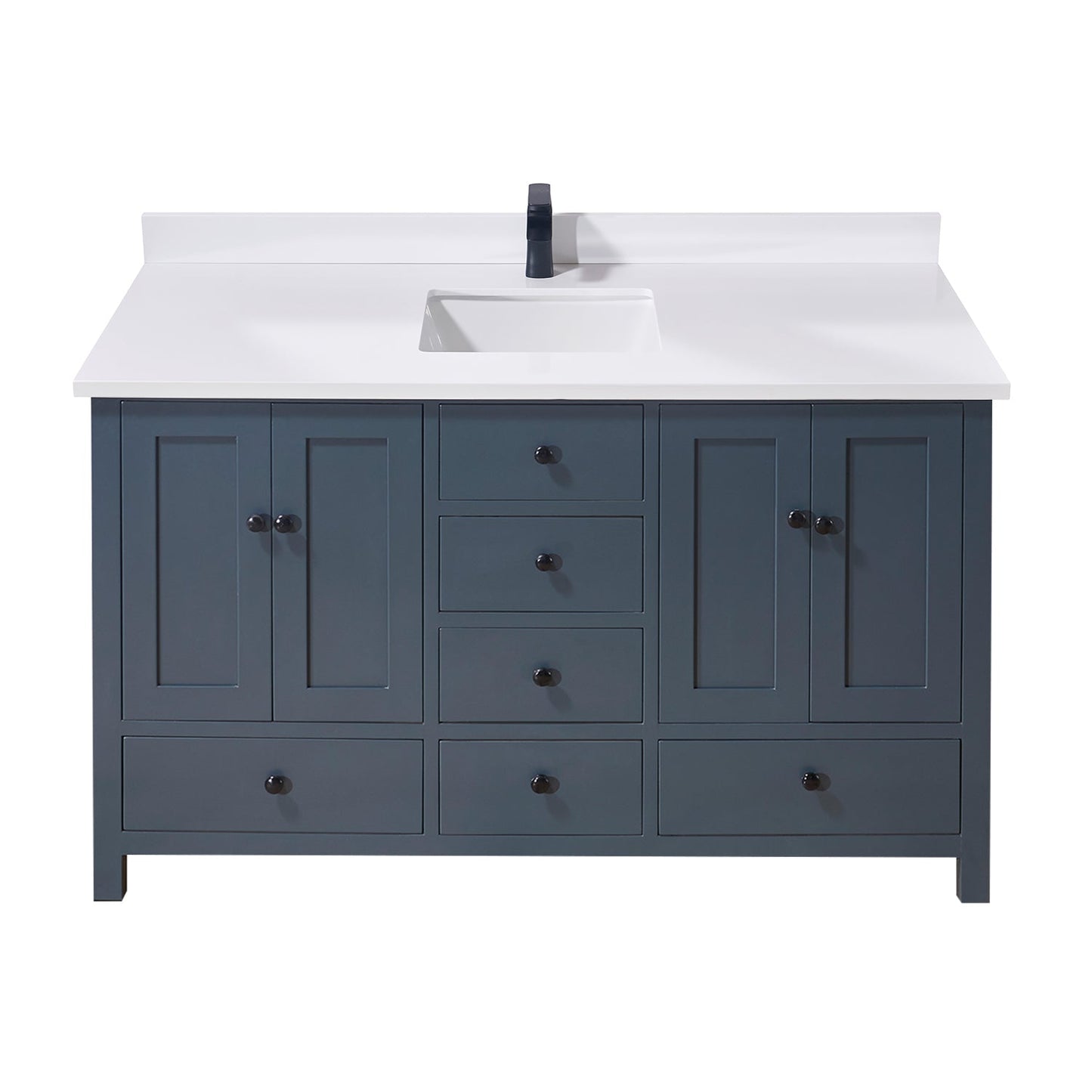 61" Composite Stone Vanity Top in Snow White with Single White Sink