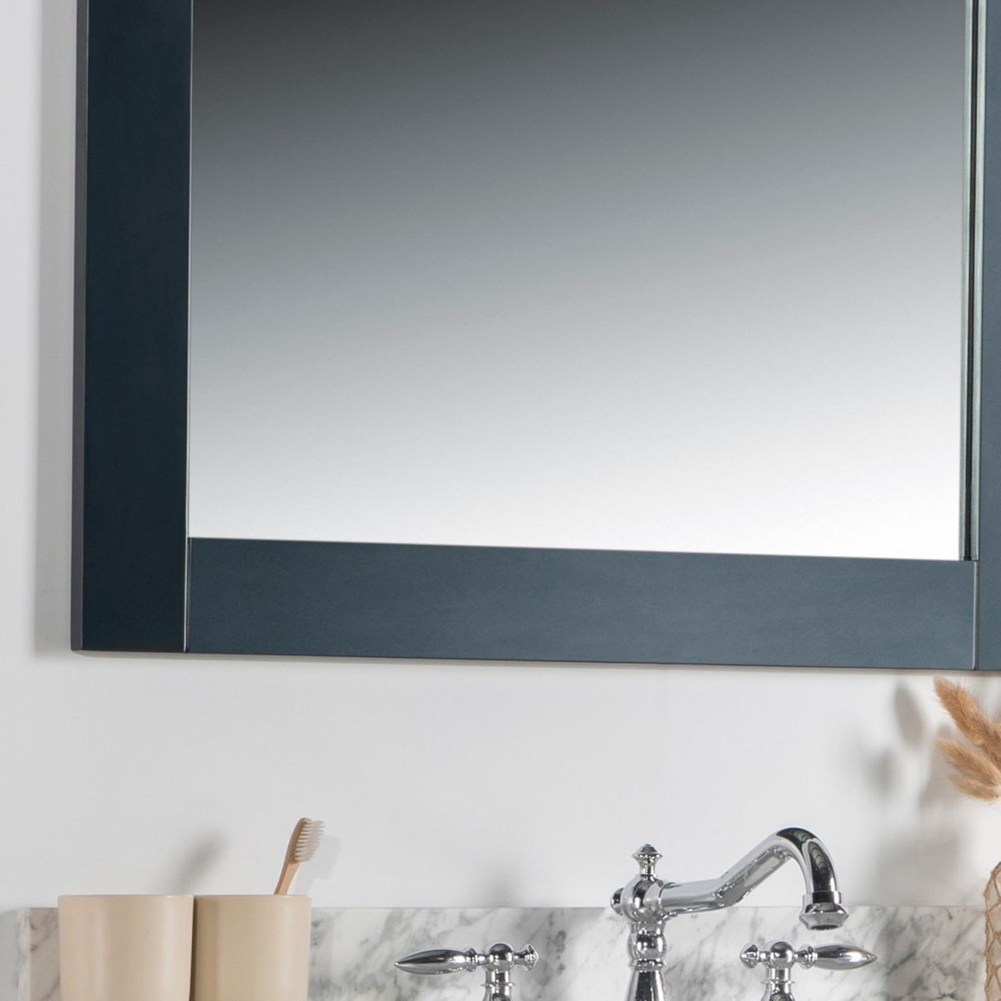 28" Solid wood frame mirror Dark Gray