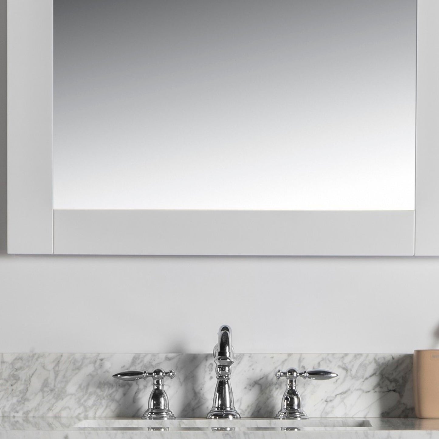 28" Solid wood frame mirror White