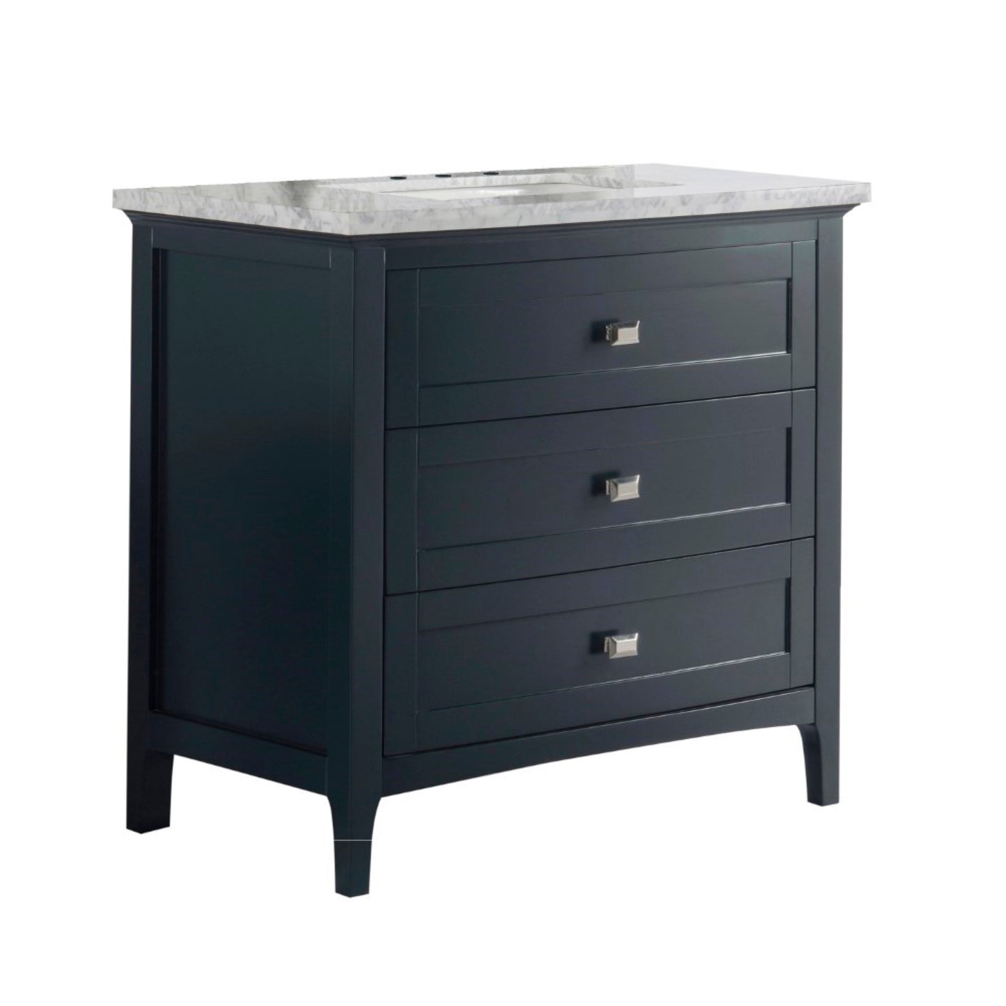 36" Single vanity dark gray white marble top