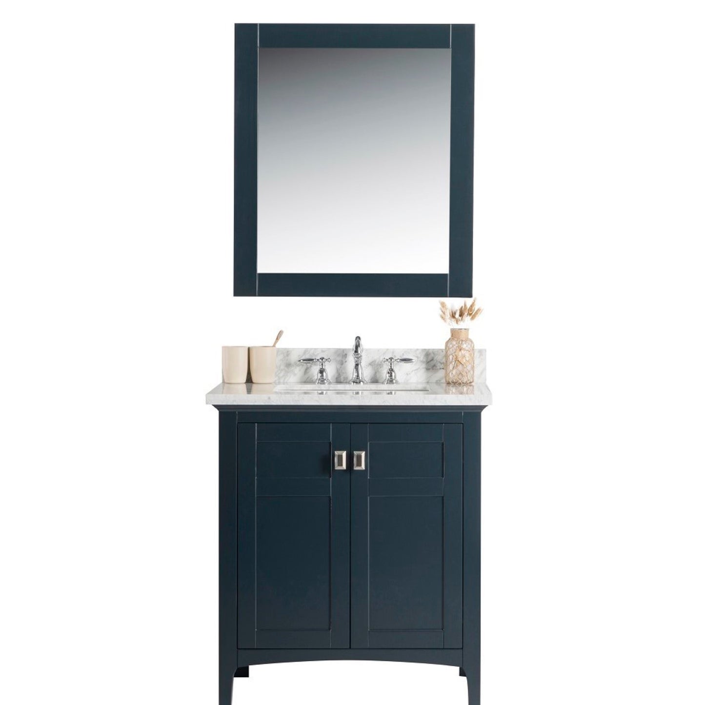31" Single vanity dark gray white marble top