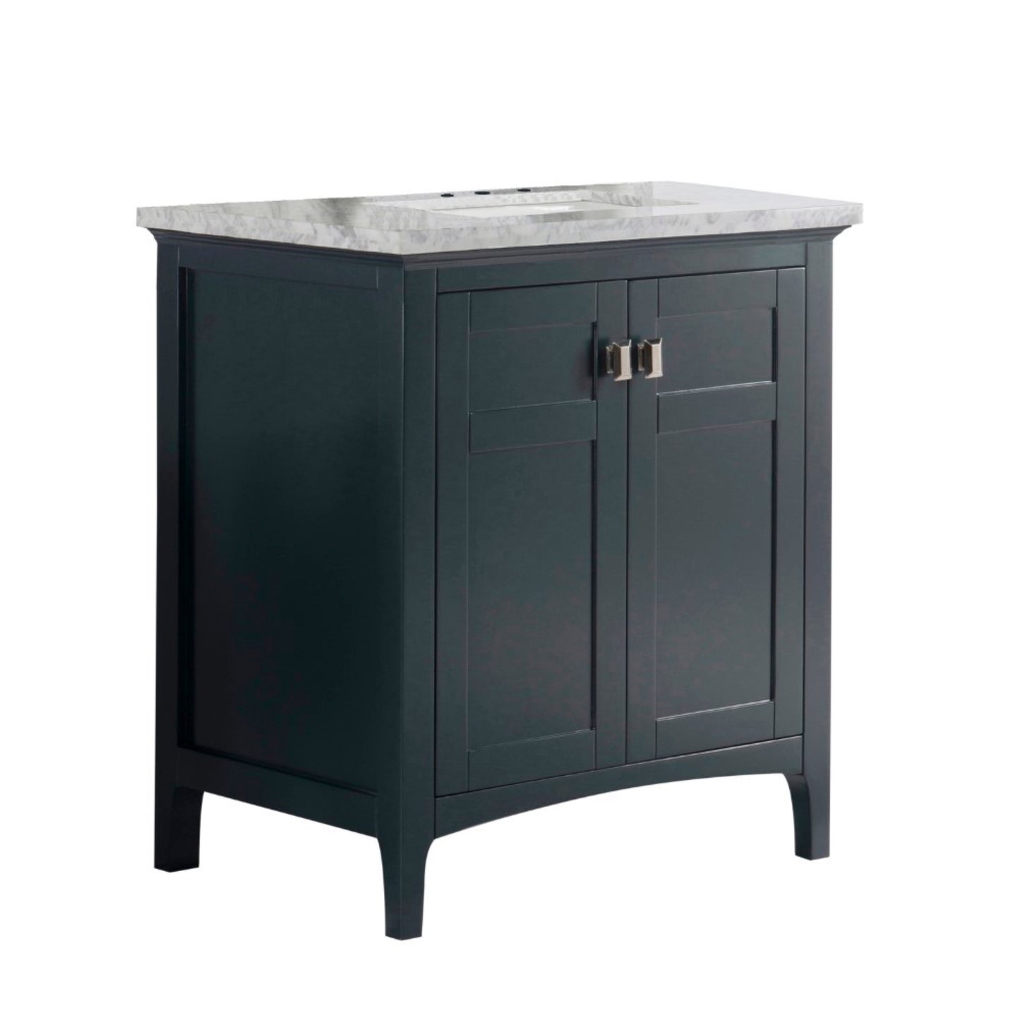 31" Single vanity dark gray white marble top