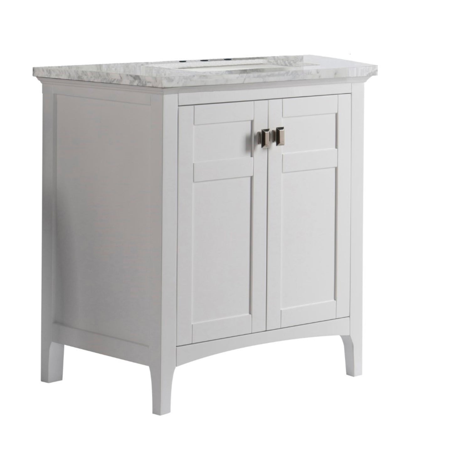 31" Single vanity white white marble top