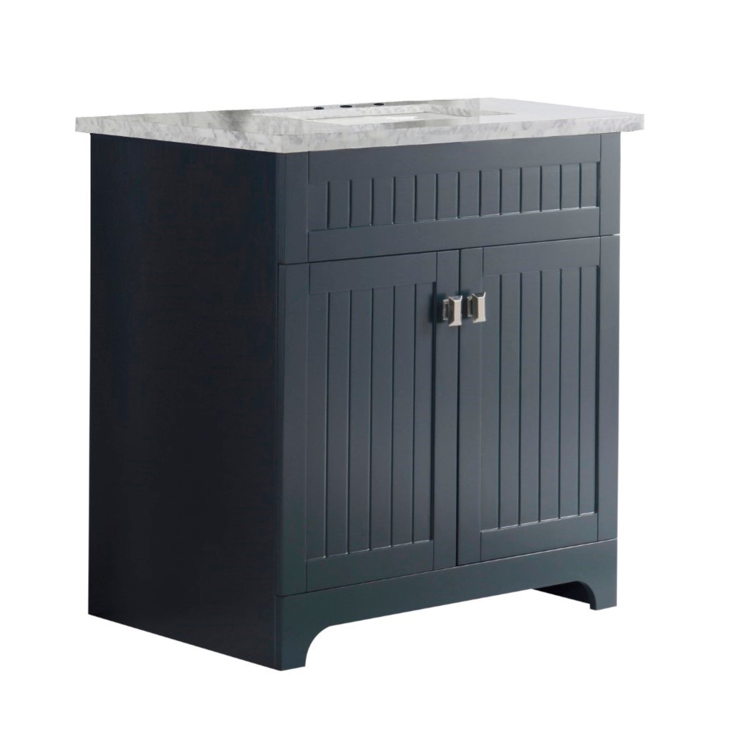 31" Single vanity dark gray white marble top