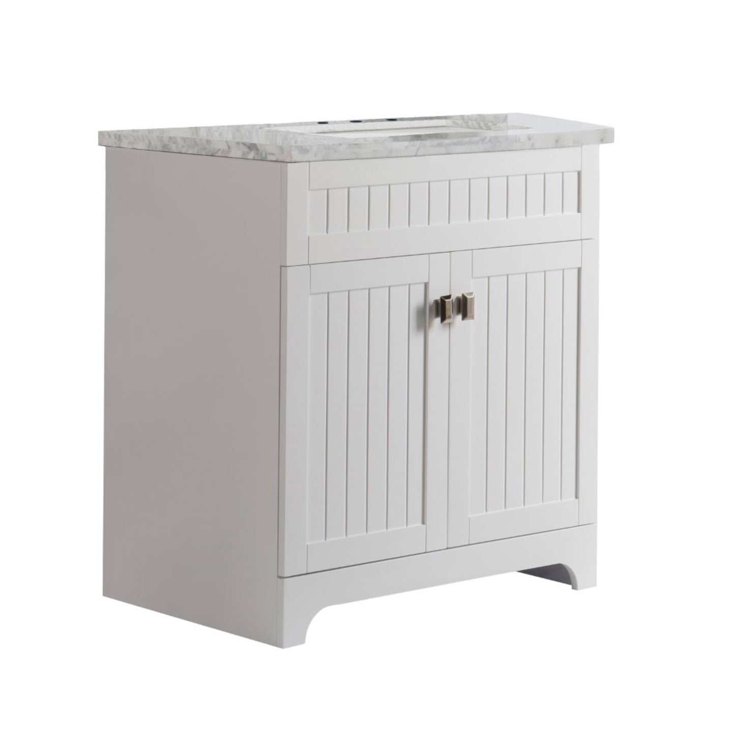 31" Single vanity white white marble top