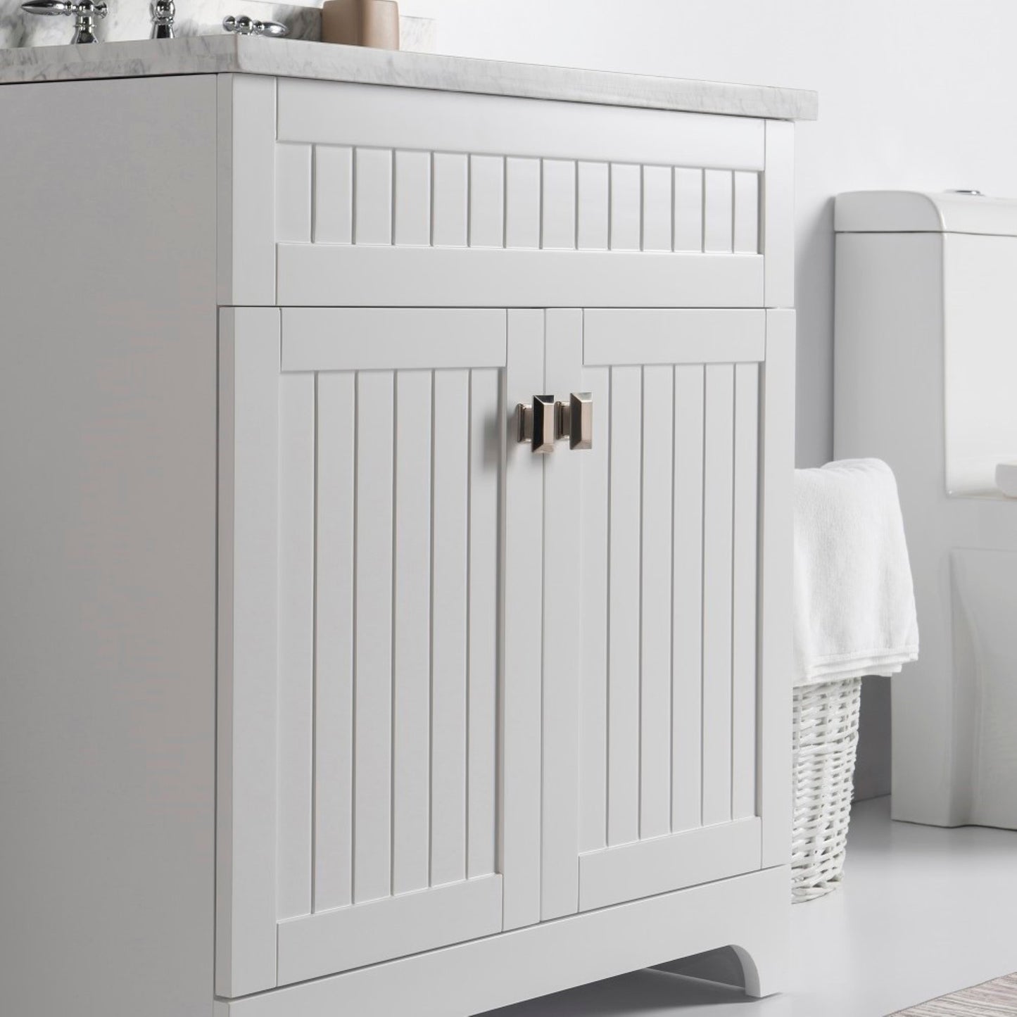 31" Single vanity white white marble top
