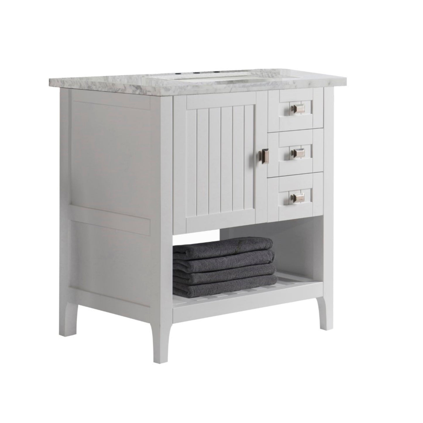 31" Single vanity white white marble top