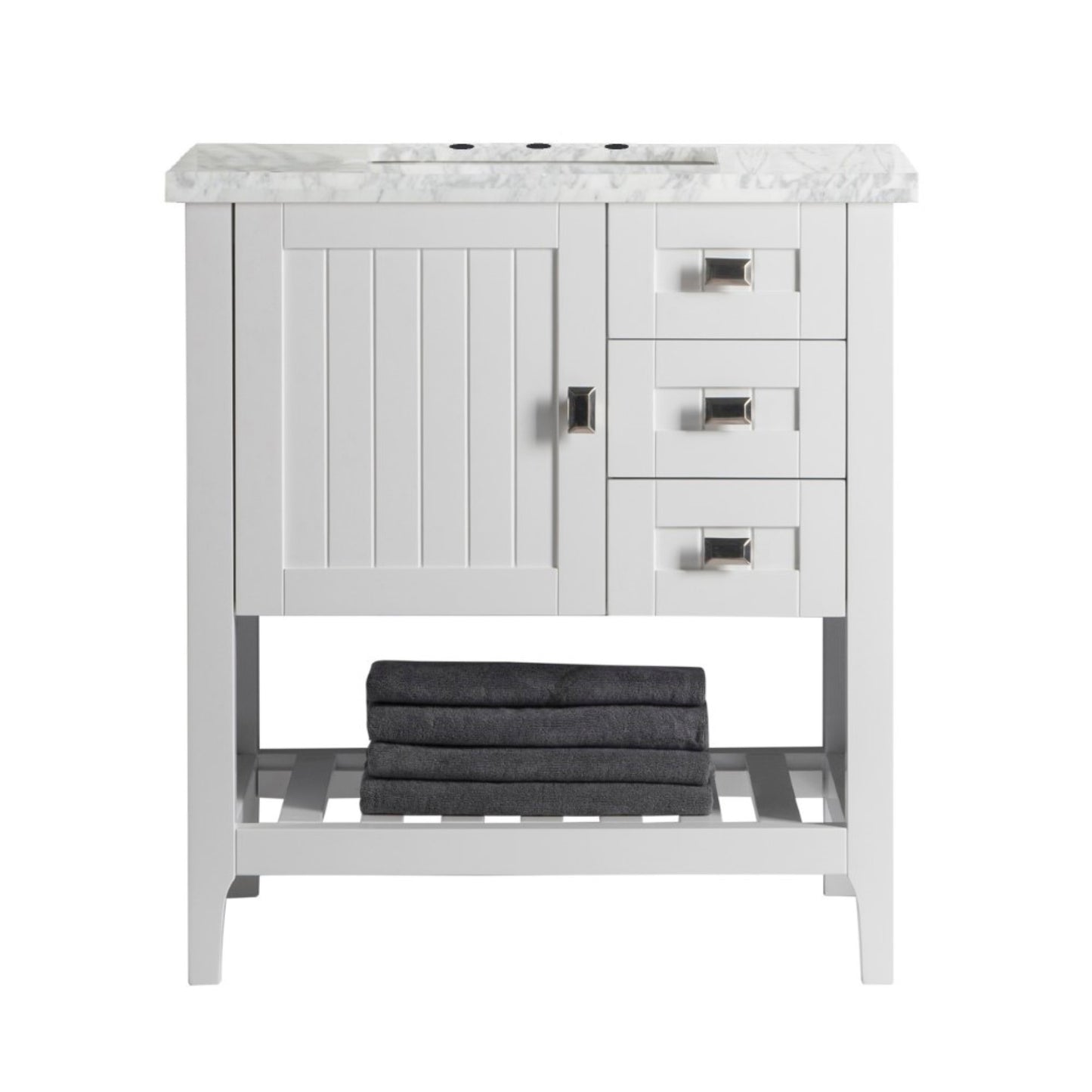 31" Single vanity white white marble top