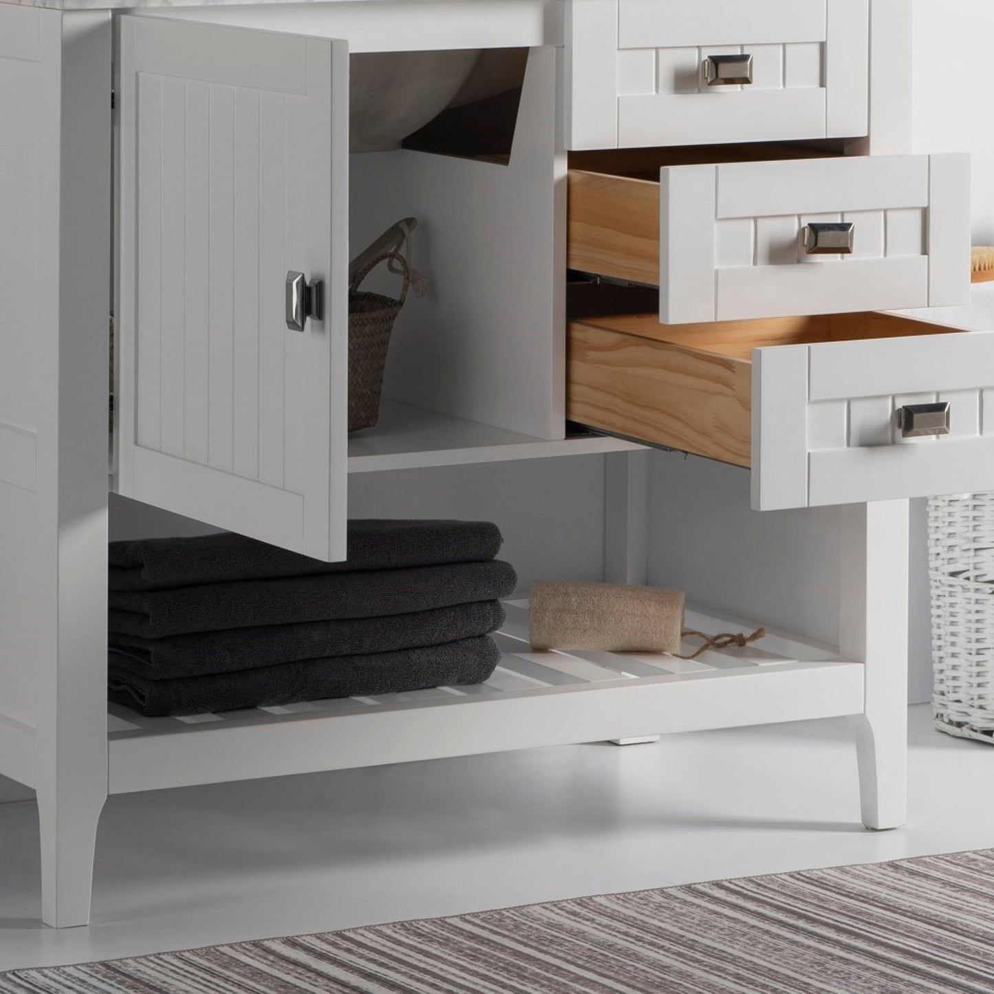 36" Double vanity white cabinet only