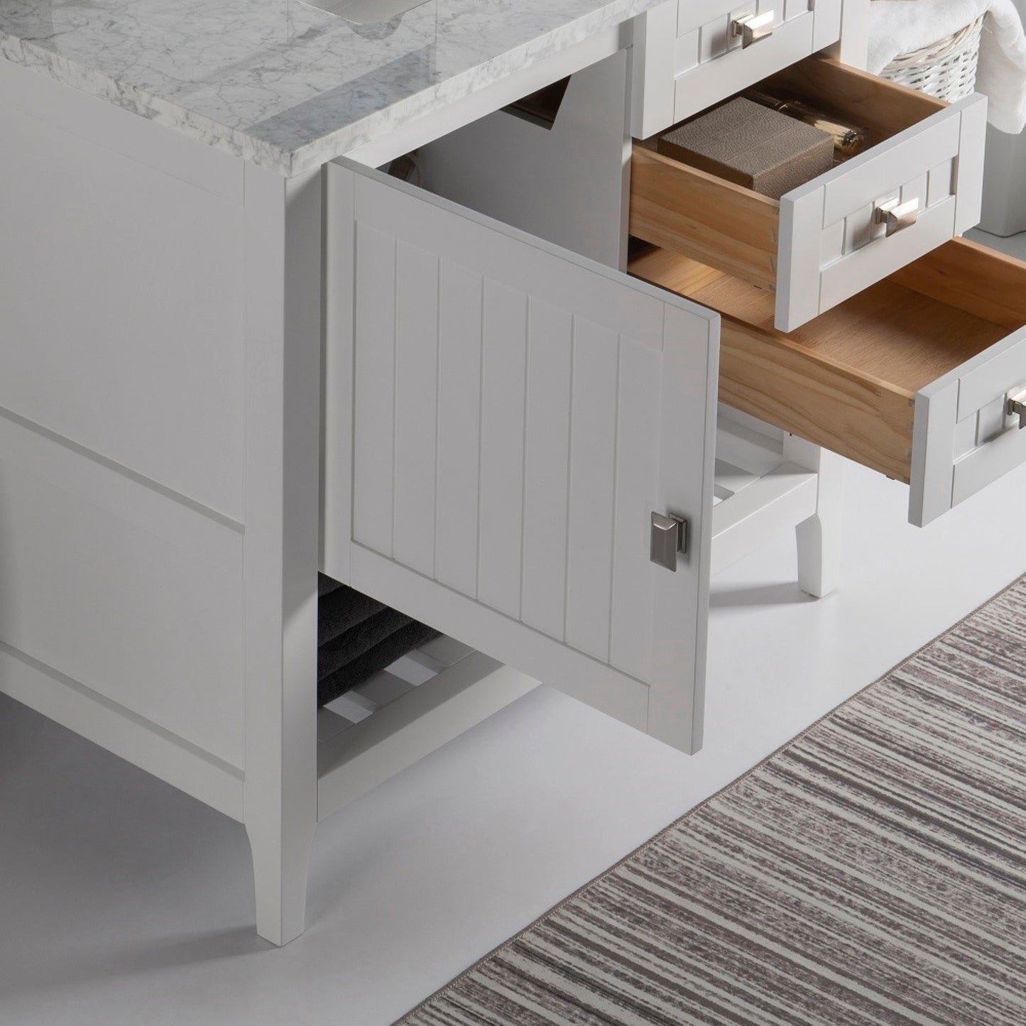 36" Double vanity white cabinet only