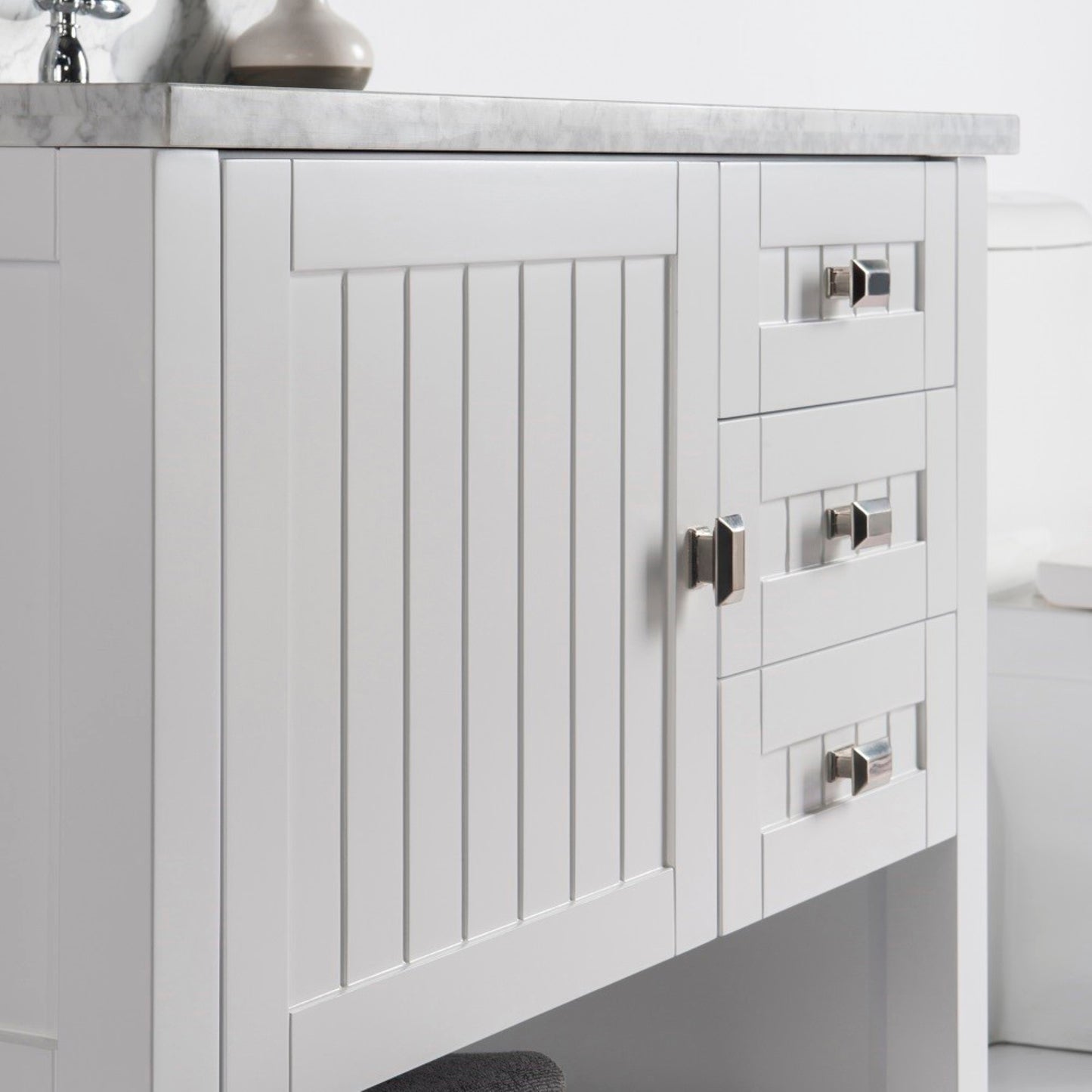37" Double vanity white white marble top