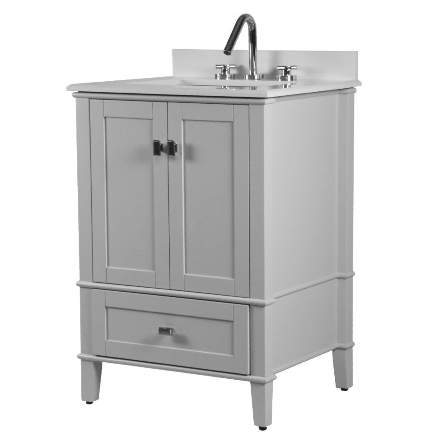 25" SINGLE VANITY IN L/GRAY WITH ENGINEERED STONE TOP