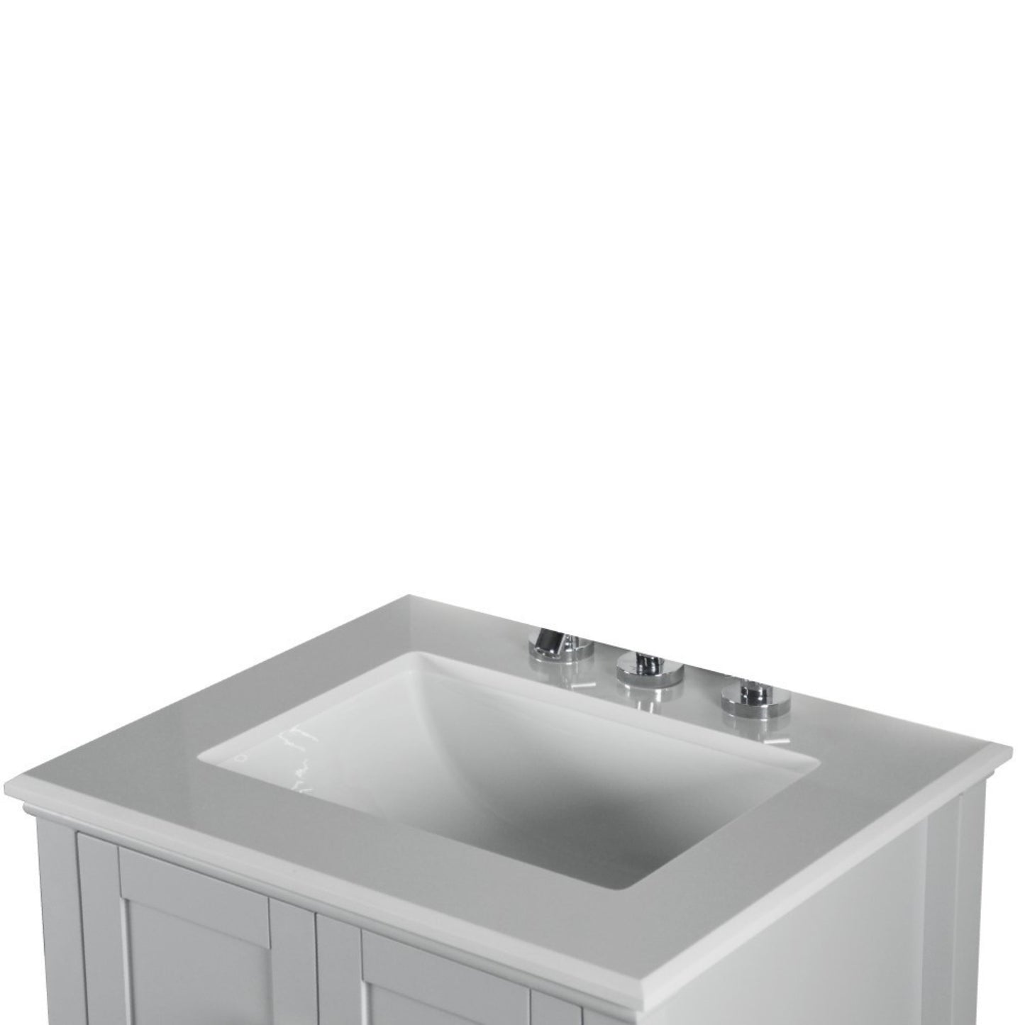 25" SINGLE VANITY IN L/GRAY WITH ENGINEERED STONE TOP
