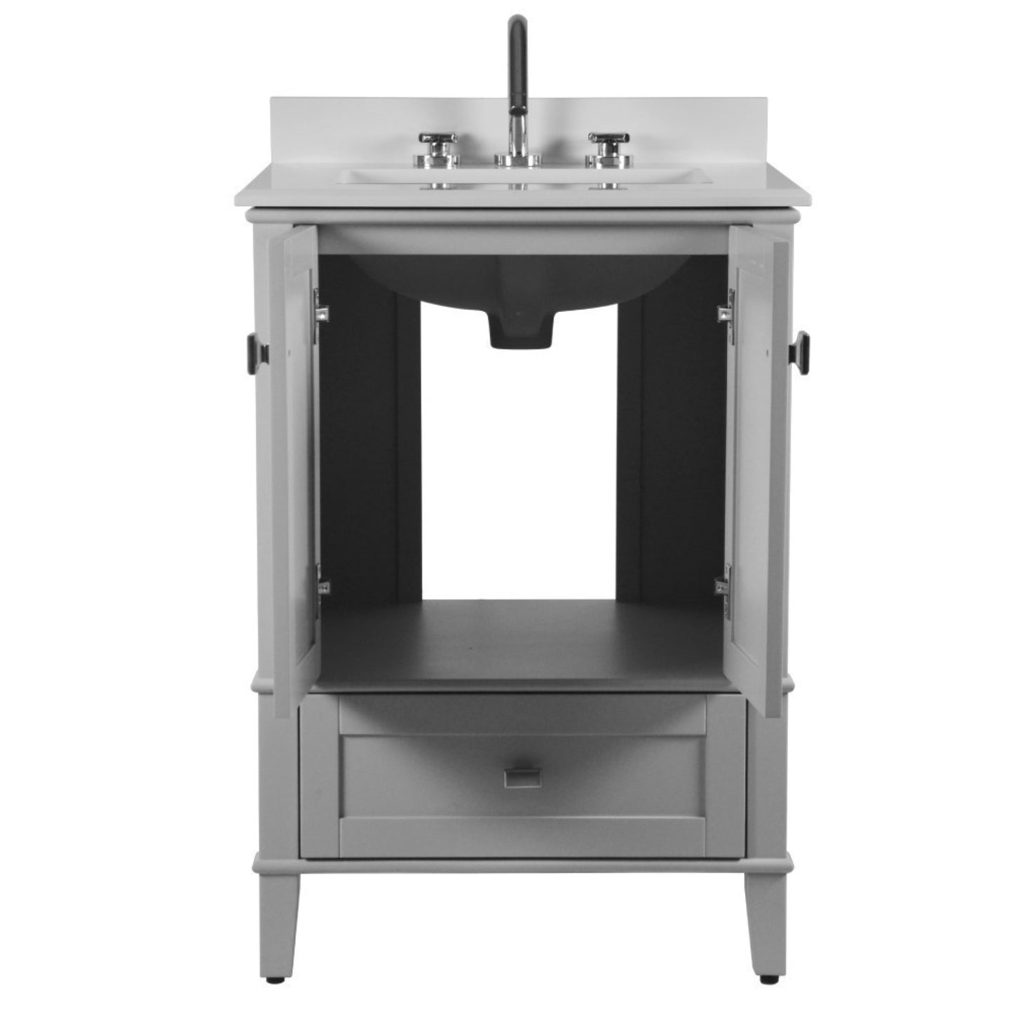 25" SINGLE VANITY IN L/GRAY WITH ENGINEERED STONE TOP