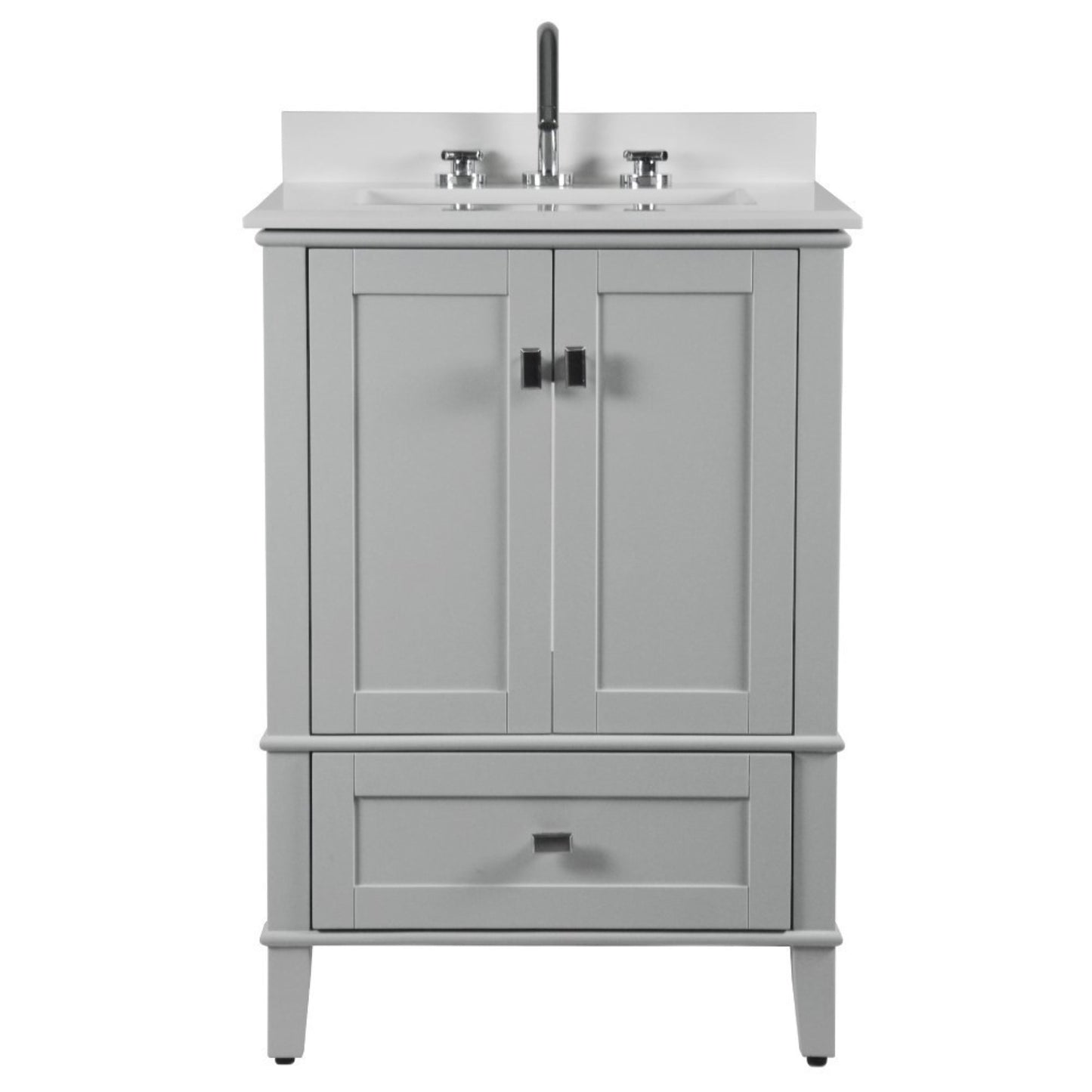 25" SINGLE VANITY IN L/GRAY WITH ENGINEERED STONE TOP