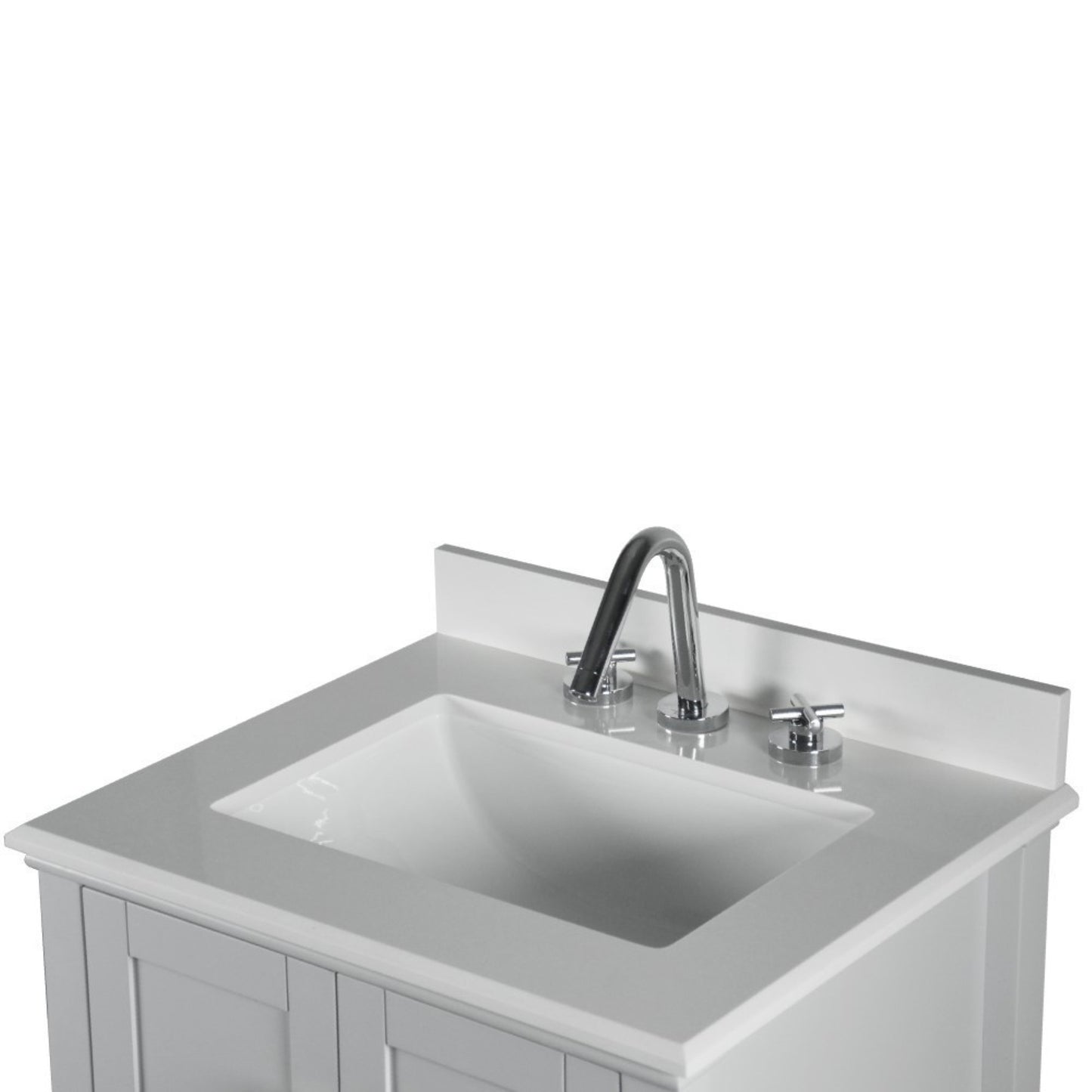 25" SINGLE VANITY IN L/GRAY WITH ENGINEERED STONE TOP