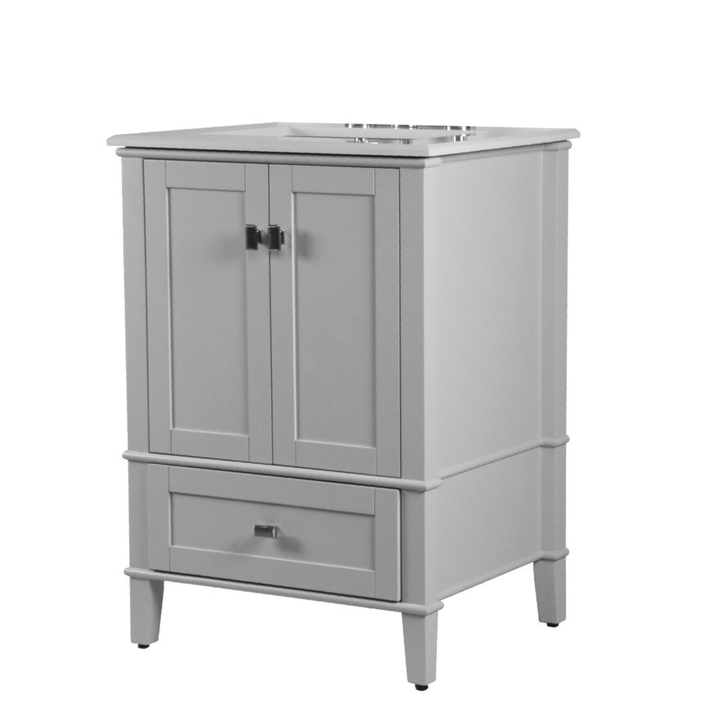 25" SINGLE VANITY IN L/GRAY WITH ENGINEERED STONE TOP