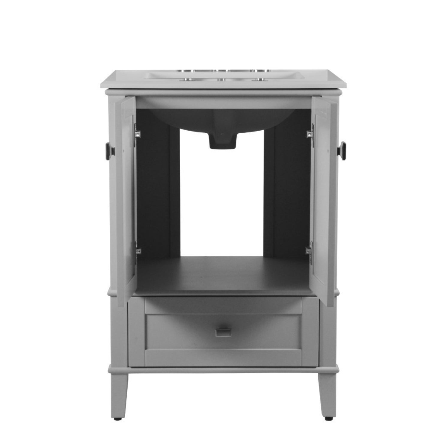 25" SINGLE VANITY IN L/GRAY WITH ENGINEERED STONE TOP