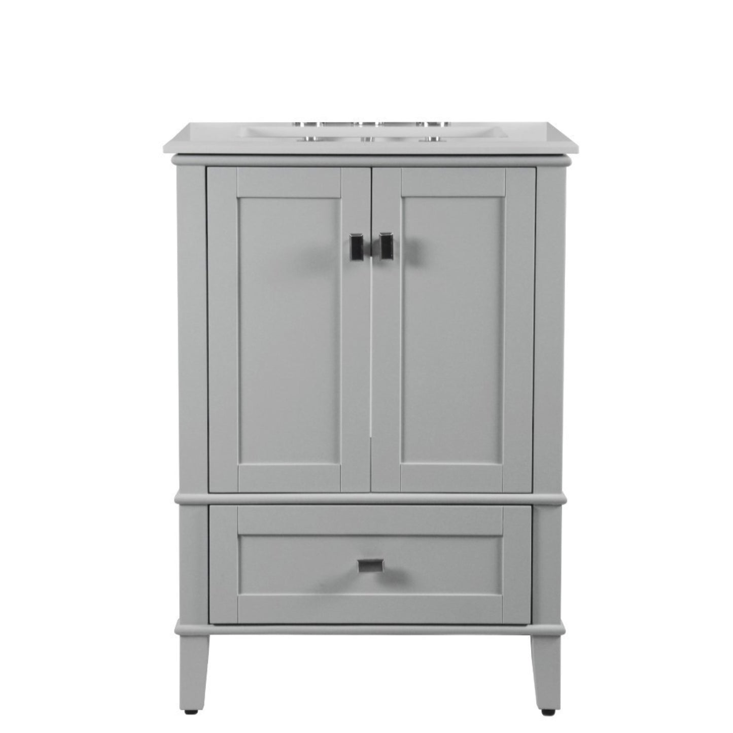 25" SINGLE VANITY IN L/GRAY WITH ENGINEERED STONE TOP