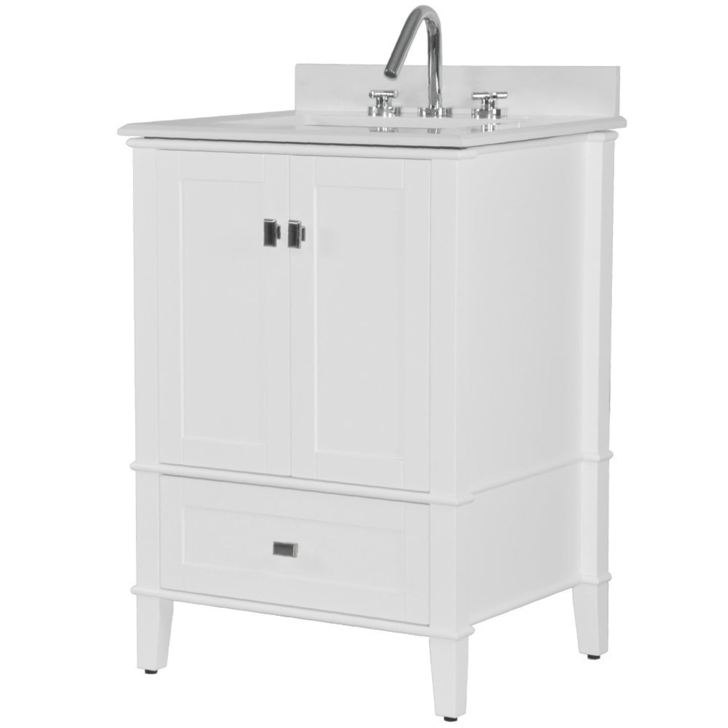 25" SINGLE VANITY IN WHITE WITH ENGINEERED STONE TOP