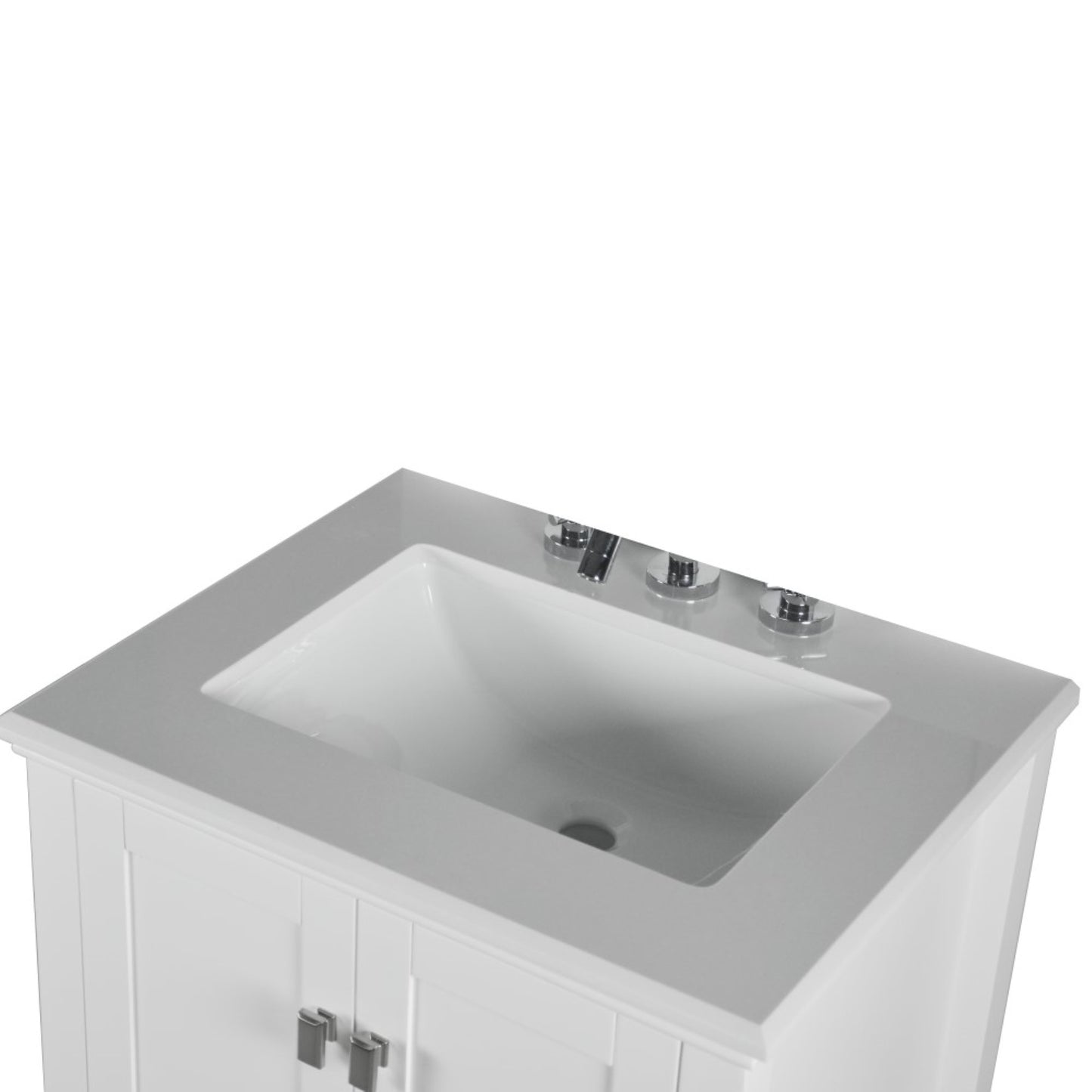 25" SINGLE VANITY IN WHITE WITH ENGINEERED STONE TOP