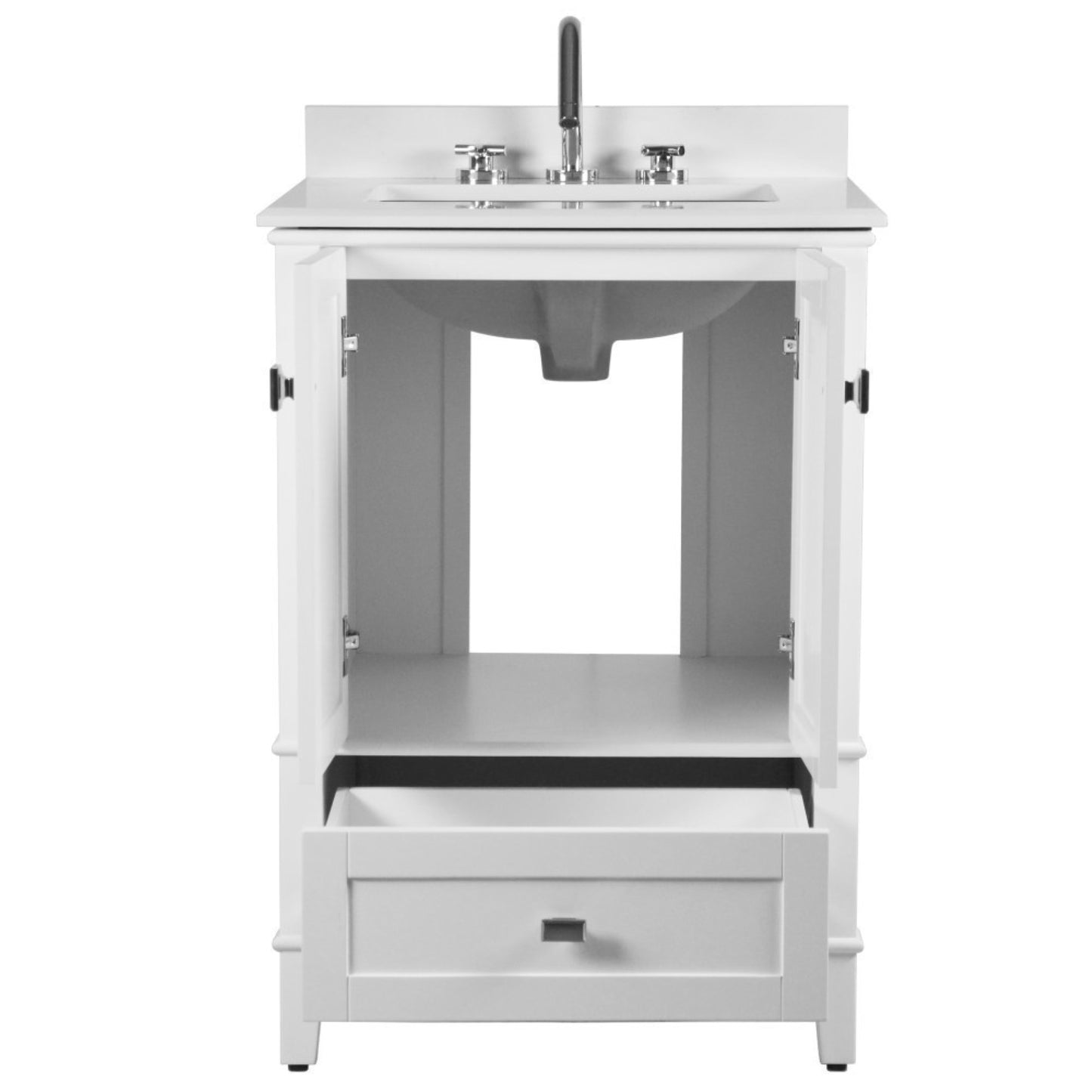 25" SINGLE VANITY IN WHITE WITH ENGINEERED STONE TOP