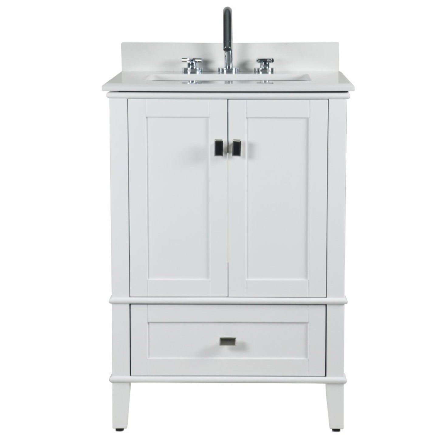 25" SINGLE VANITY IN WHITE WITH ENGINEERED STONE TOP