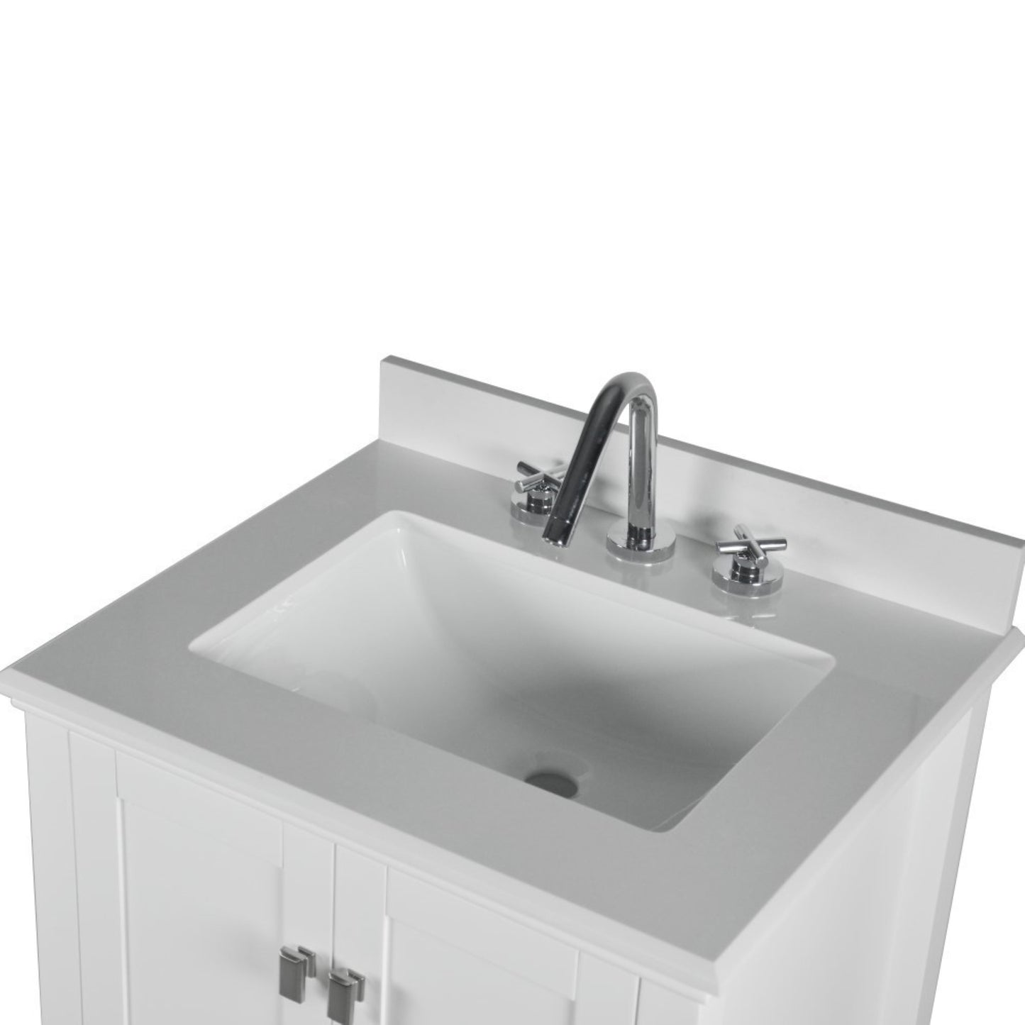 25" SINGLE VANITY IN WHITE WITH ENGINEERED STONE TOP