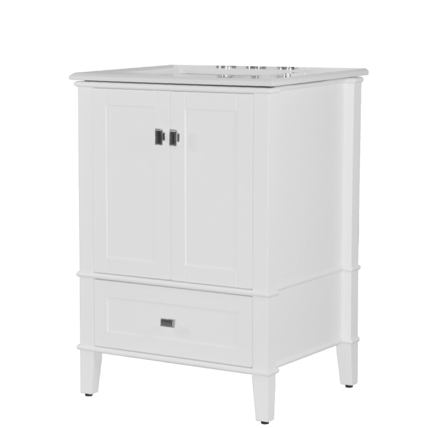 25" SINGLE VANITY IN WHITE WITH ENGINEERED STONE TOP
