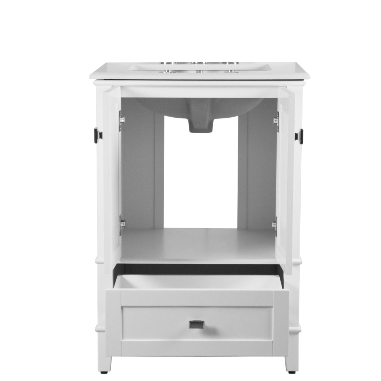 25" SINGLE VANITY IN WHITE WITH ENGINEERED STONE TOP