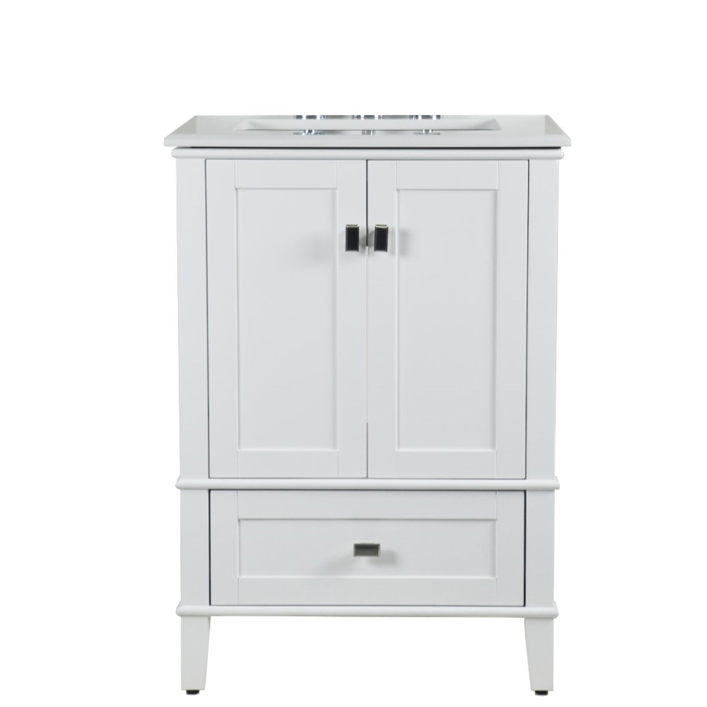 25" SINGLE VANITY IN WHITE WITH ENGINEERED STONE TOP