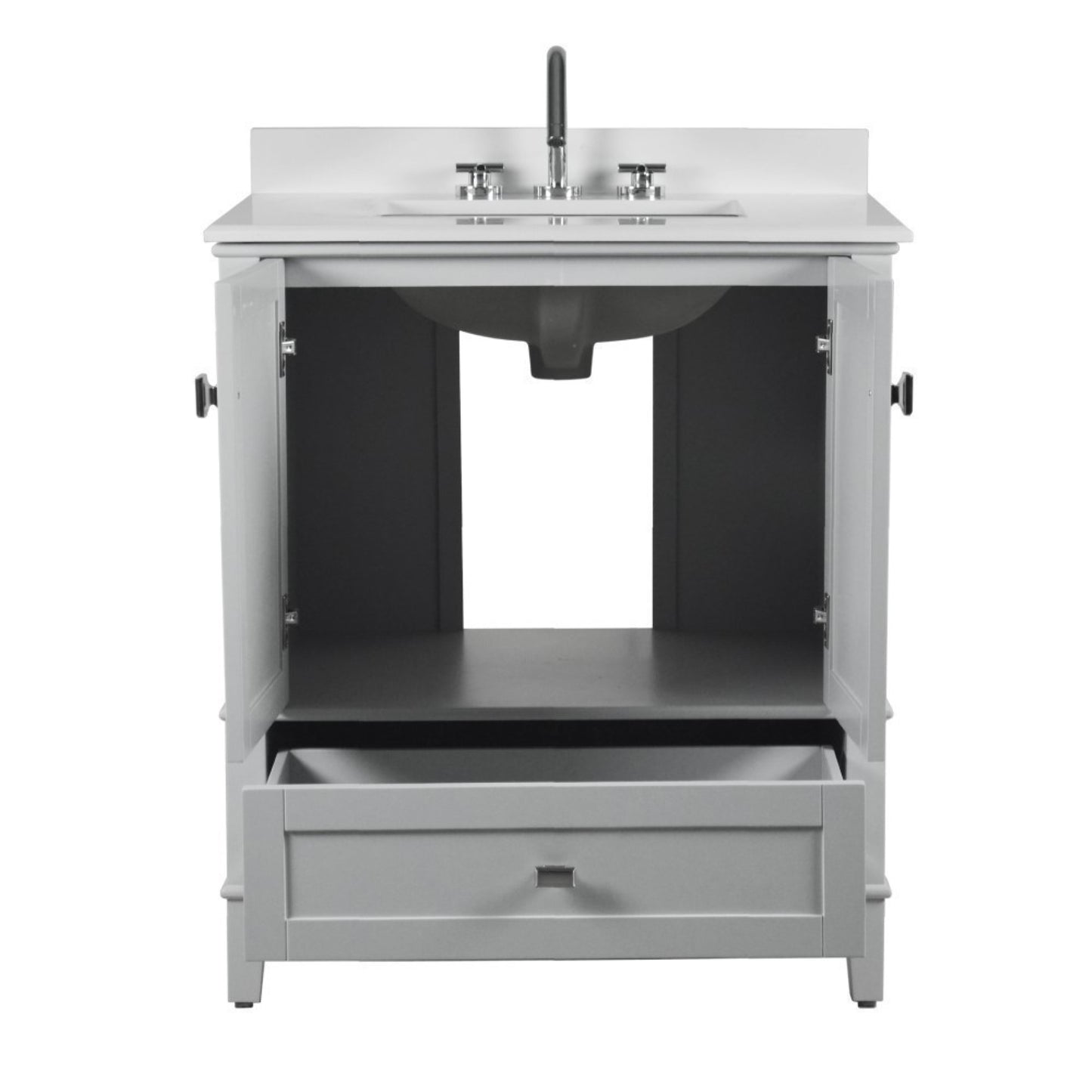 31" SINGLE VANITY IN L/GRAY WITH ENGINEERED STONE TOP