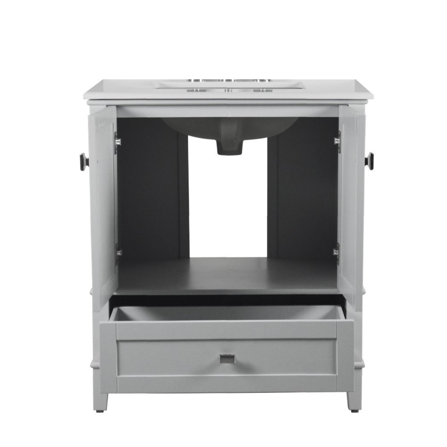 31" SINGLE VANITY IN L/GRAY WITH ENGINEERED STONE TOP