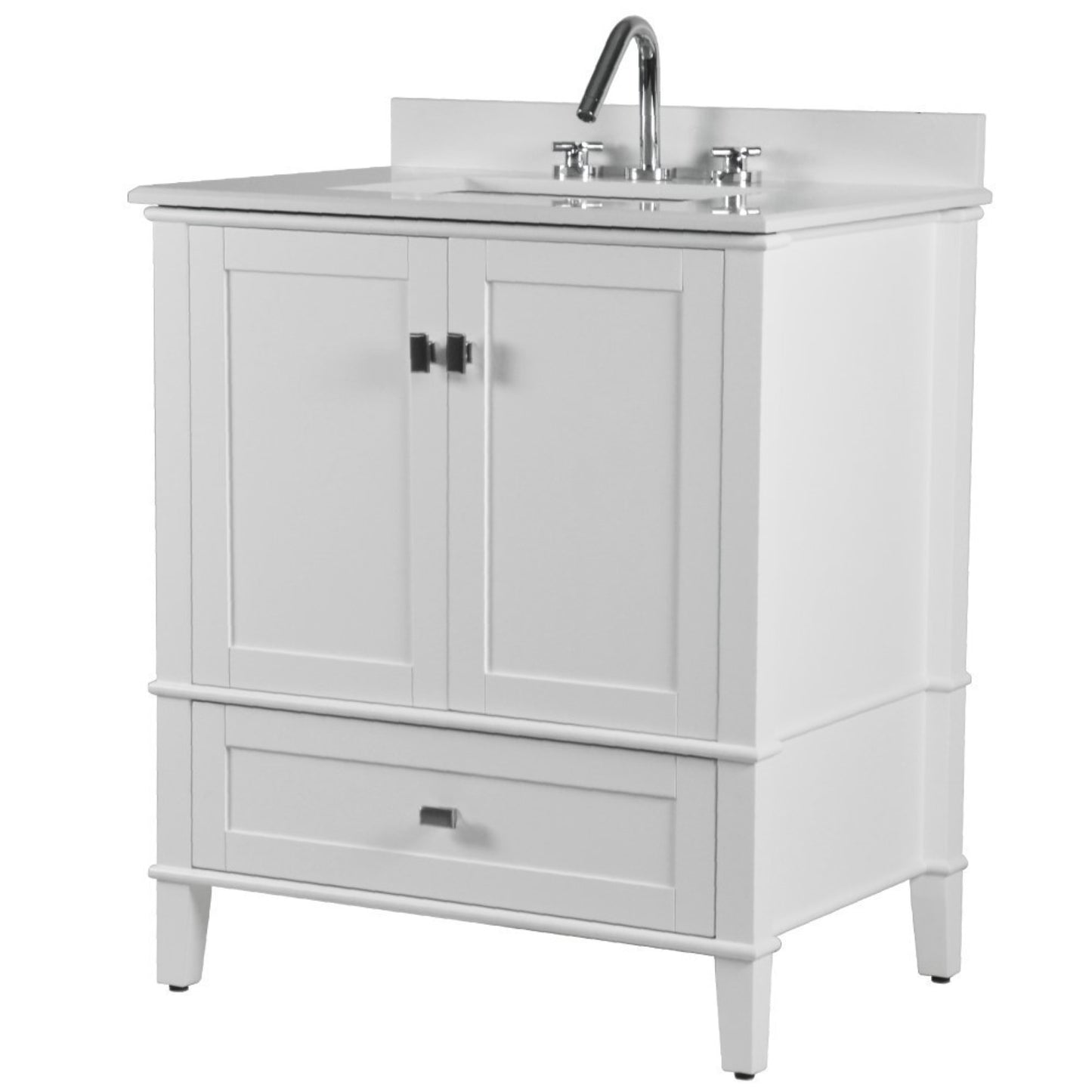 31" SINGLE VANITY IN WHITE WITH ENGINEERED STONE TOP