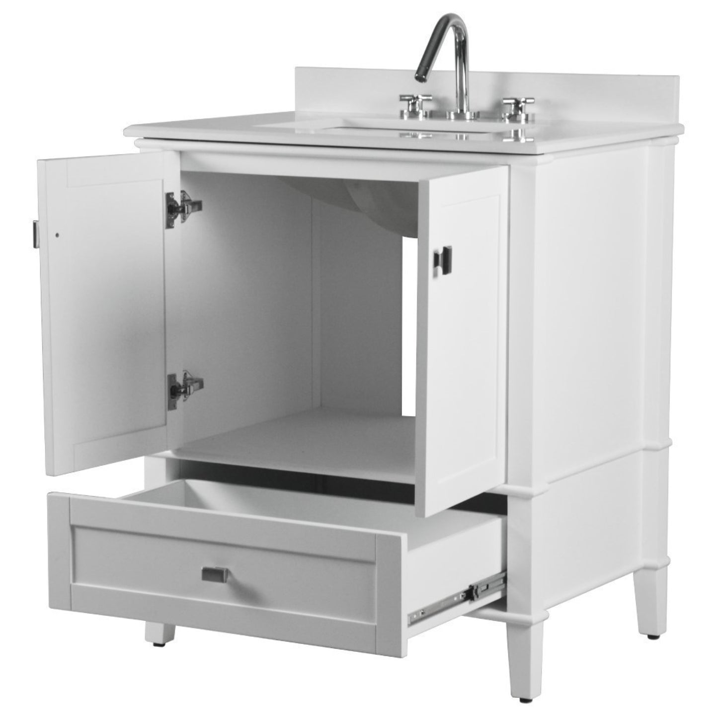 31" SINGLE VANITY IN WHITE WITH ENGINEERED STONE TOP