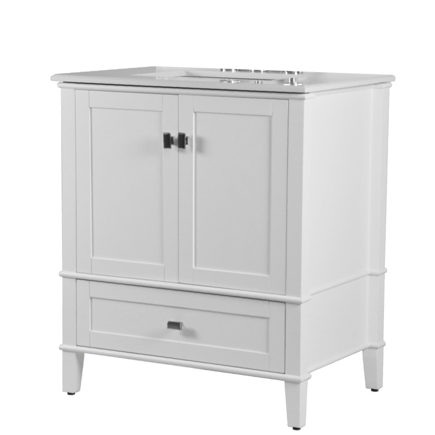 31" SINGLE VANITY IN WHITE WITH ENGINEERED STONE TOP