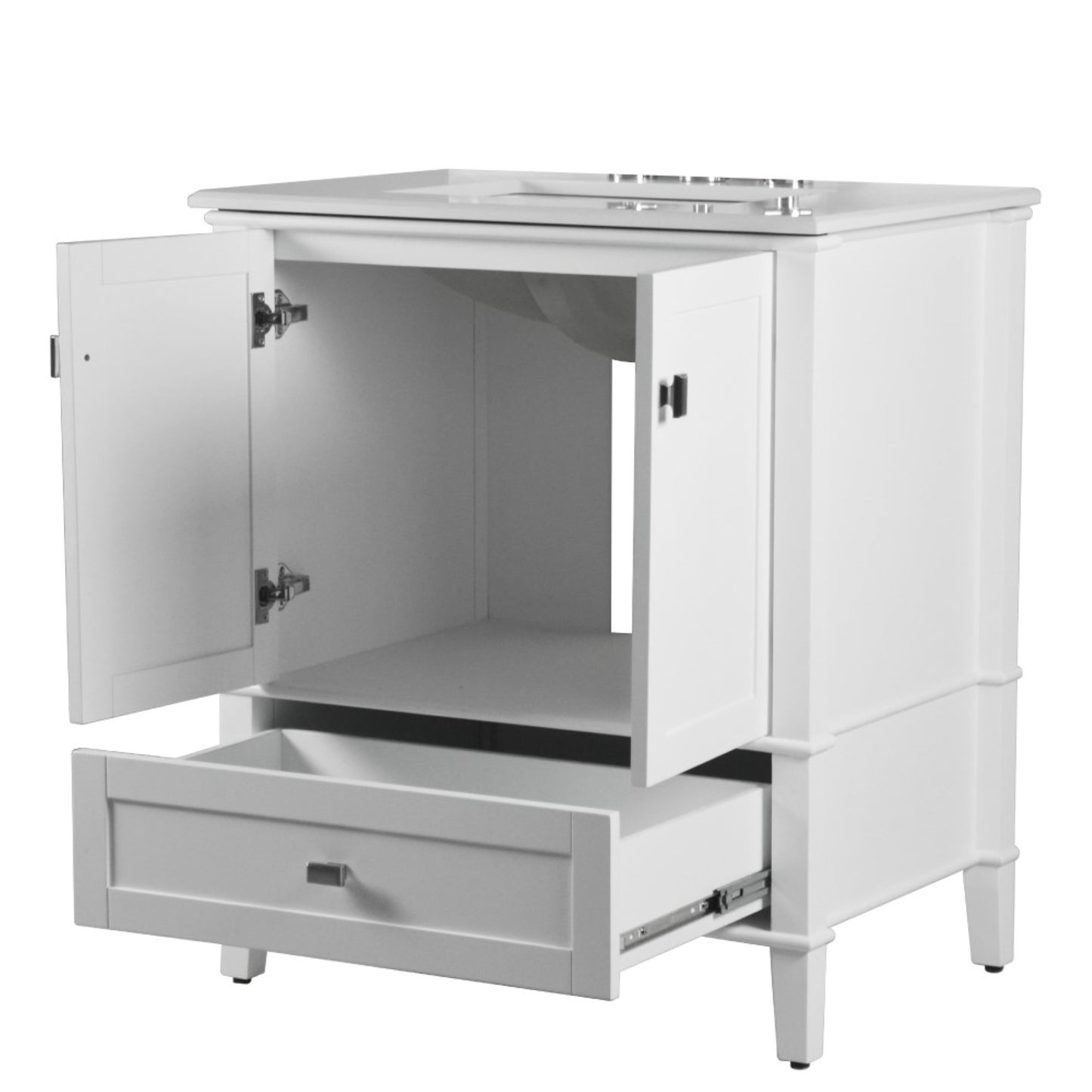 31" SINGLE VANITY IN WHITE WITH ENGINEERED STONE TOP
