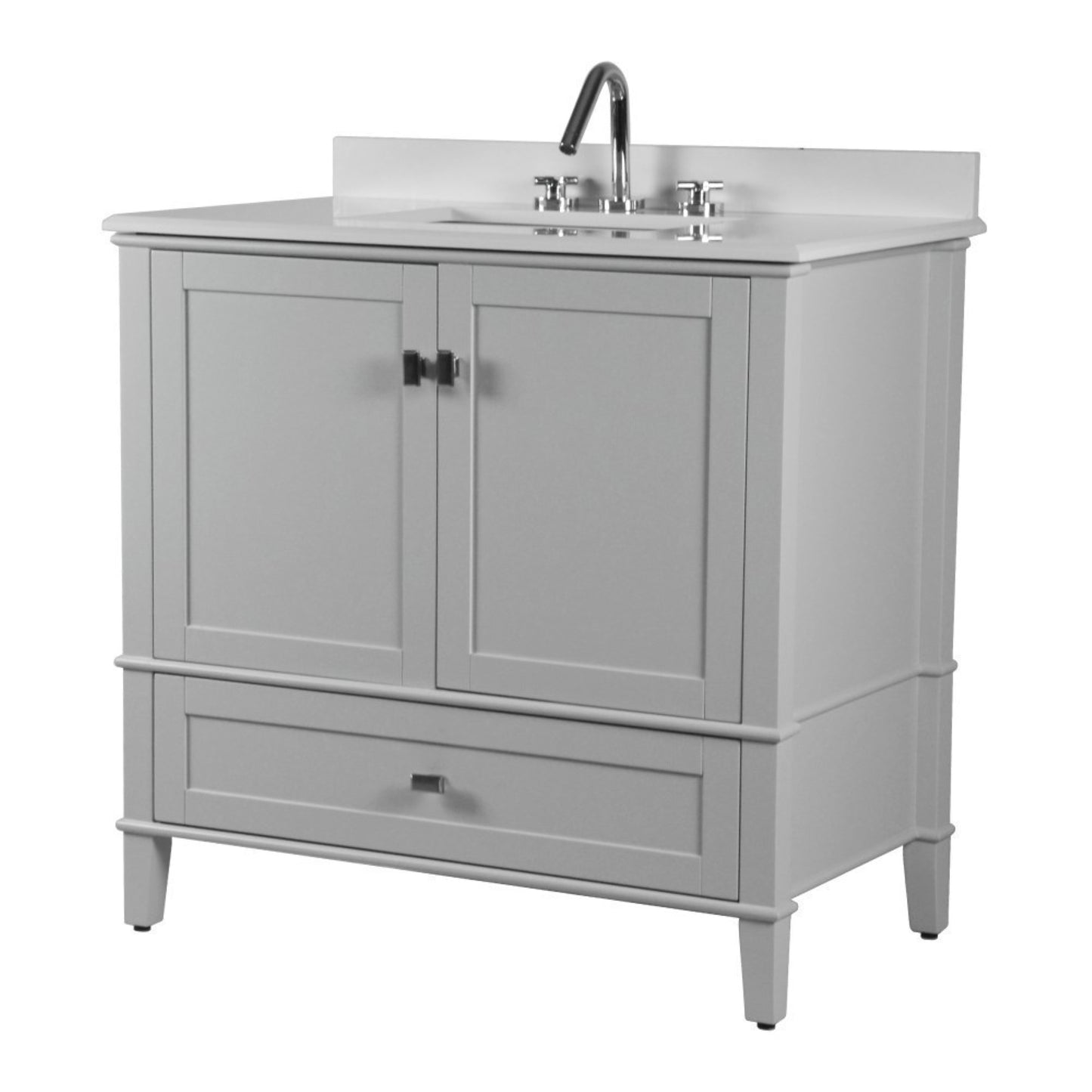 37" SINGLE VANITY IN L/GRAY WITH ENGINEERED STONE TOP