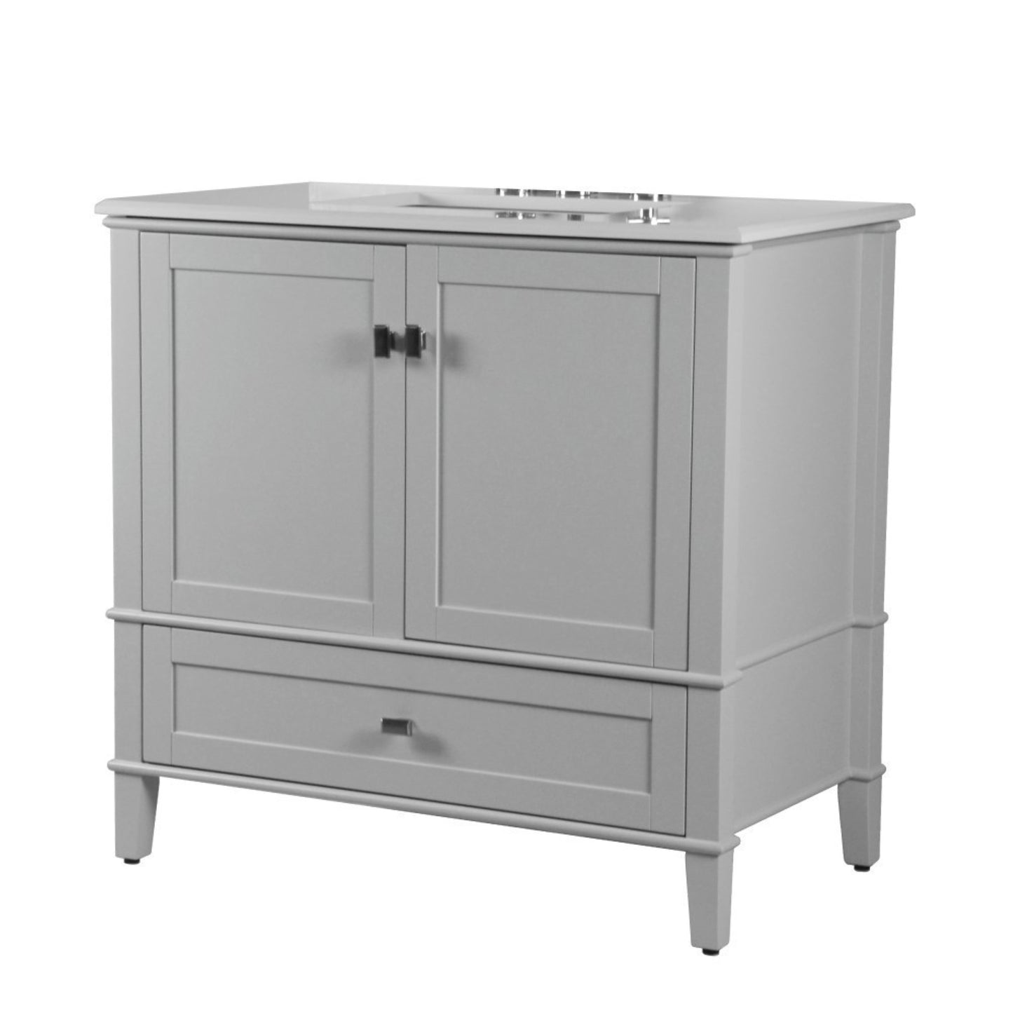 37" SINGLE VANITY IN L/GRAY WITH ENGINEERED STONE TOP